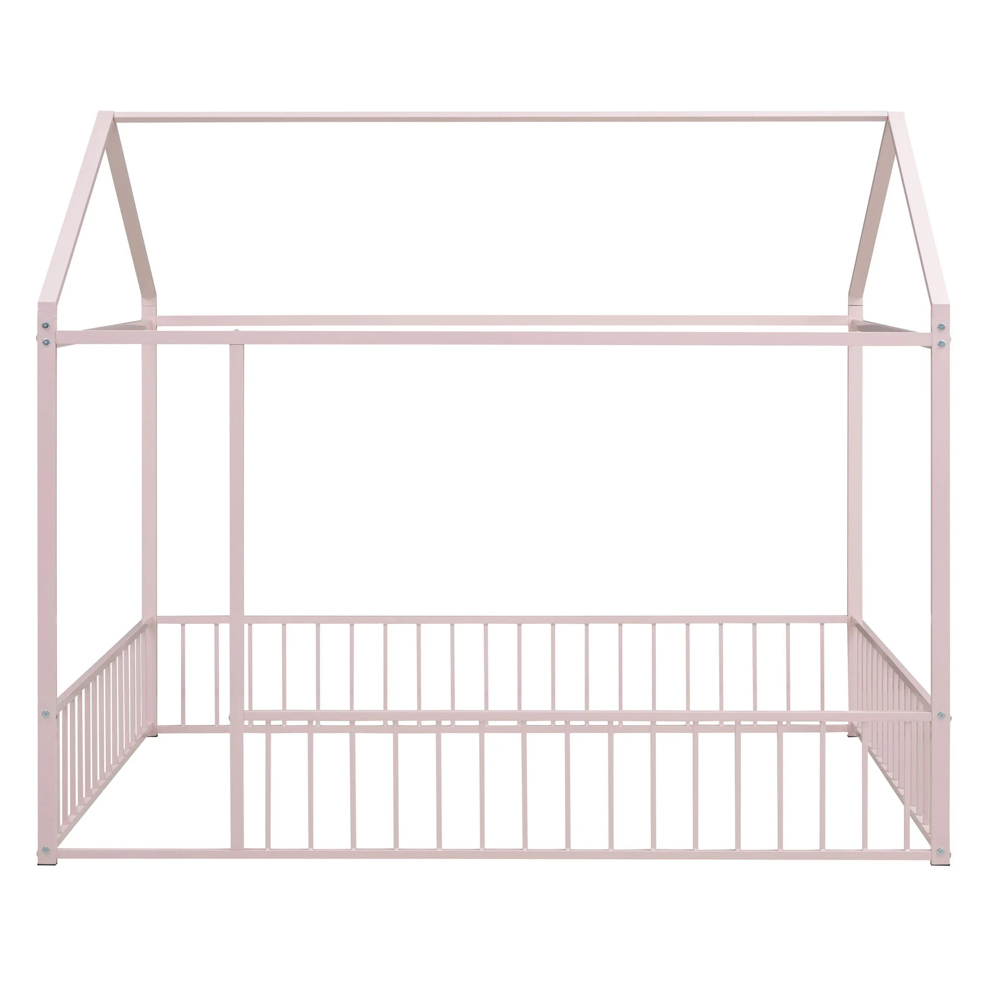 Metal Bed House Bed Frame With Fence - Image 12