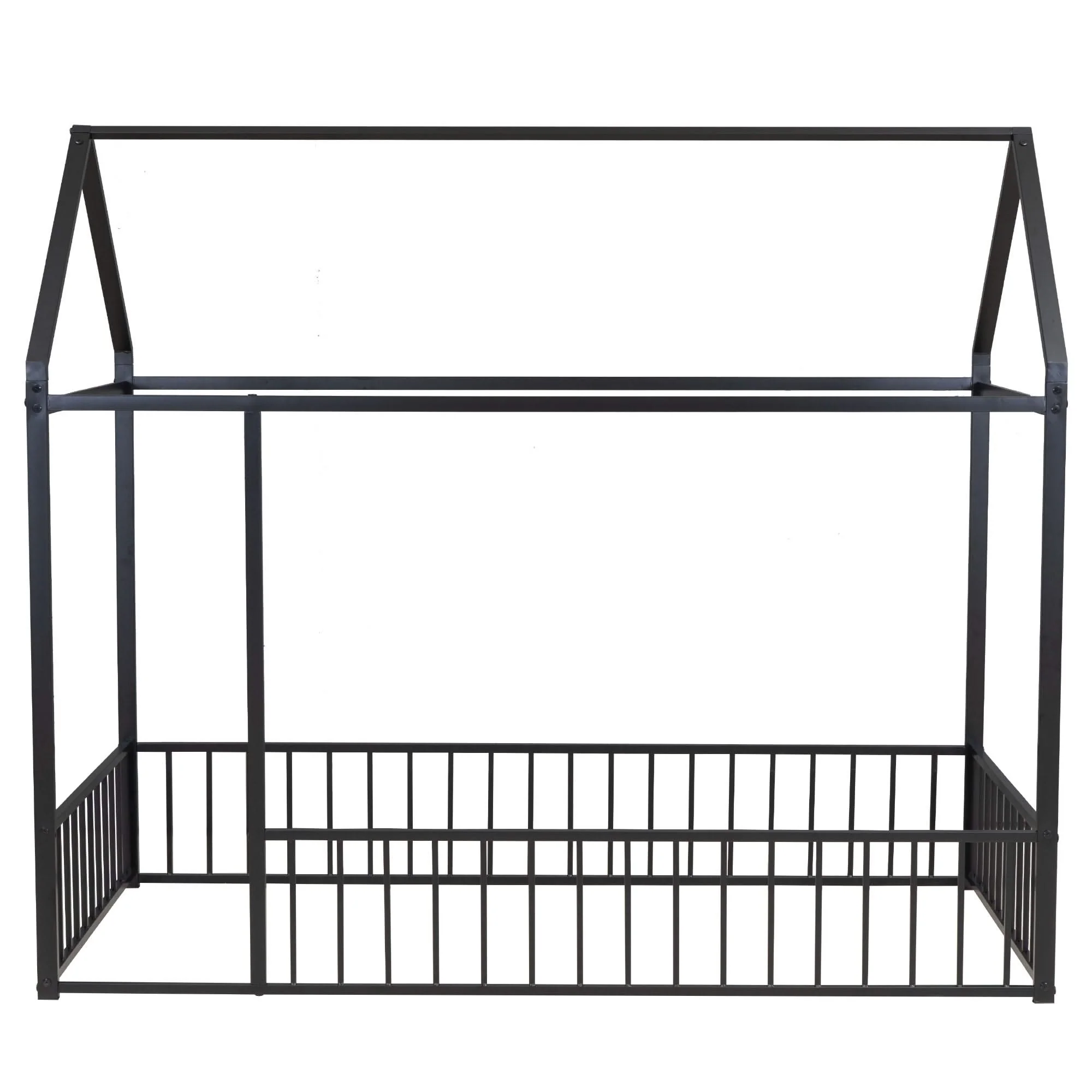 Metal Bed House Bed Frame With Fence - Image 13