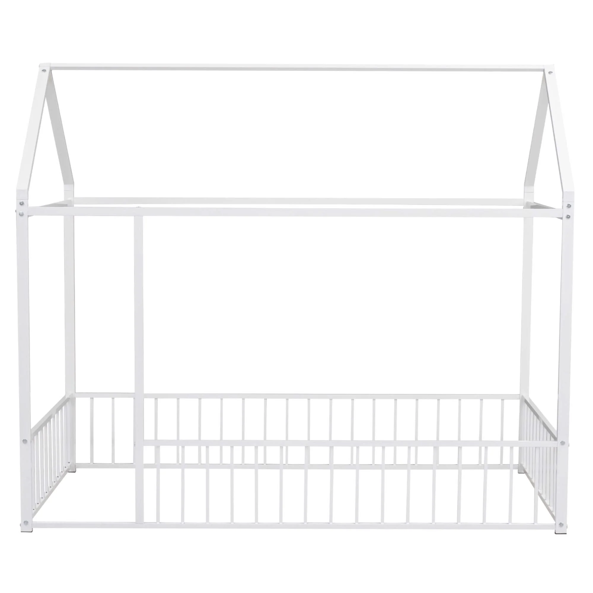 Metal Bed House Bed Frame With Fence - Image 22