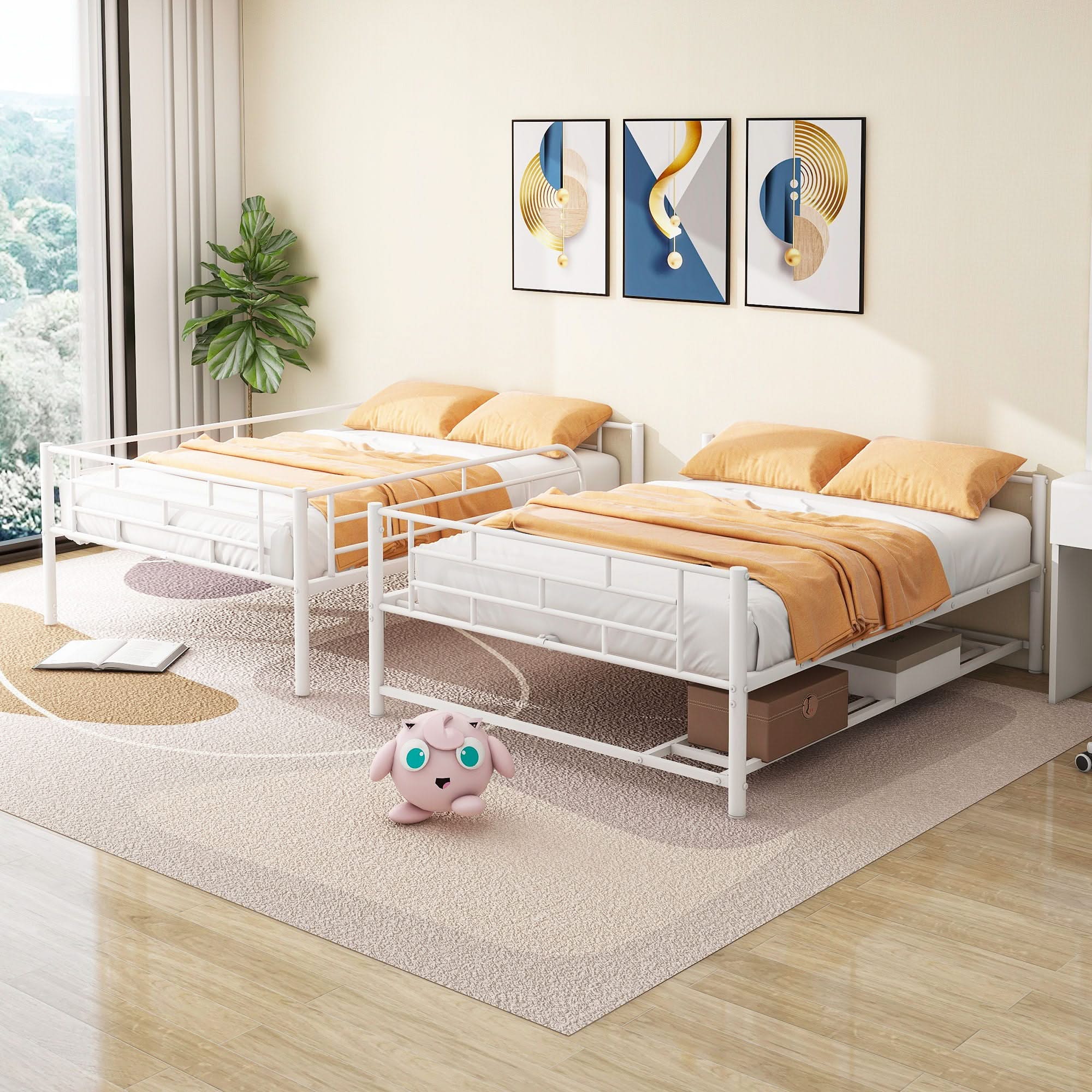 Metal Bunk Bed With Shelf And Guardrails - Image 3