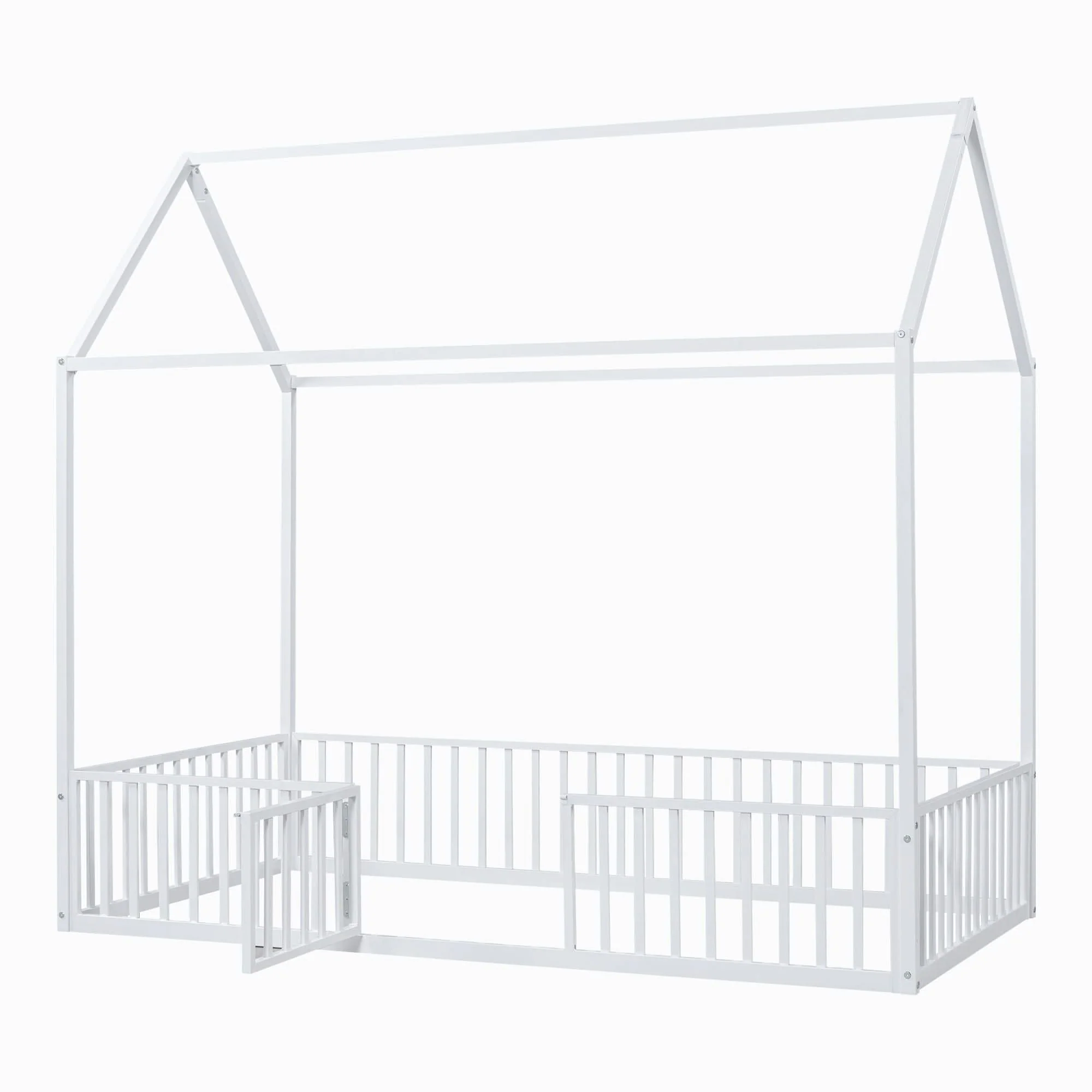 Metal House Bed With Fence And Door