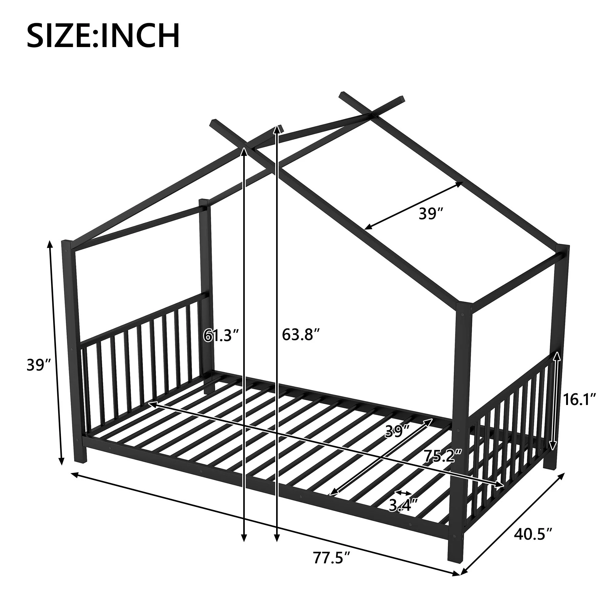 Metal House Platform Bed With Modern Design And Durable Frame - Image 12