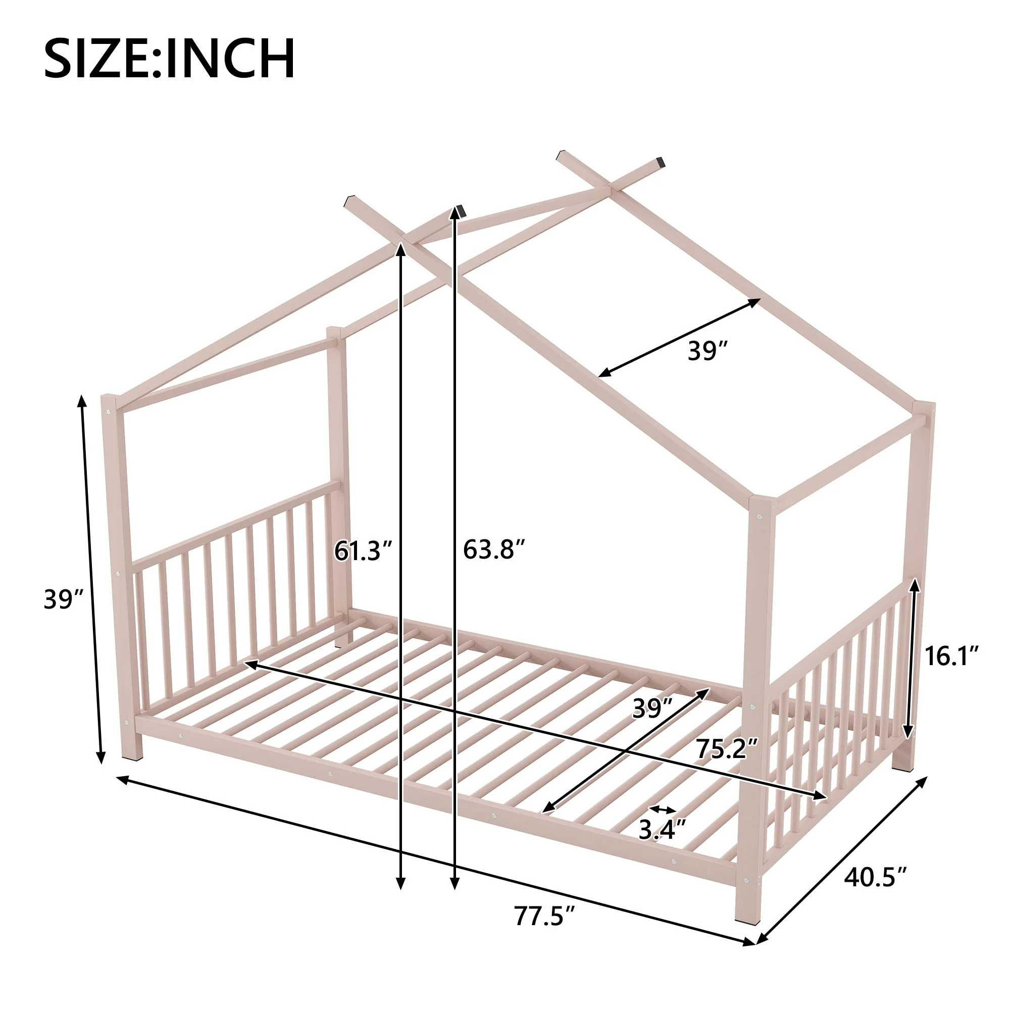 Metal House Platform Bed With Modern Design And Durable Frame - Image 8
