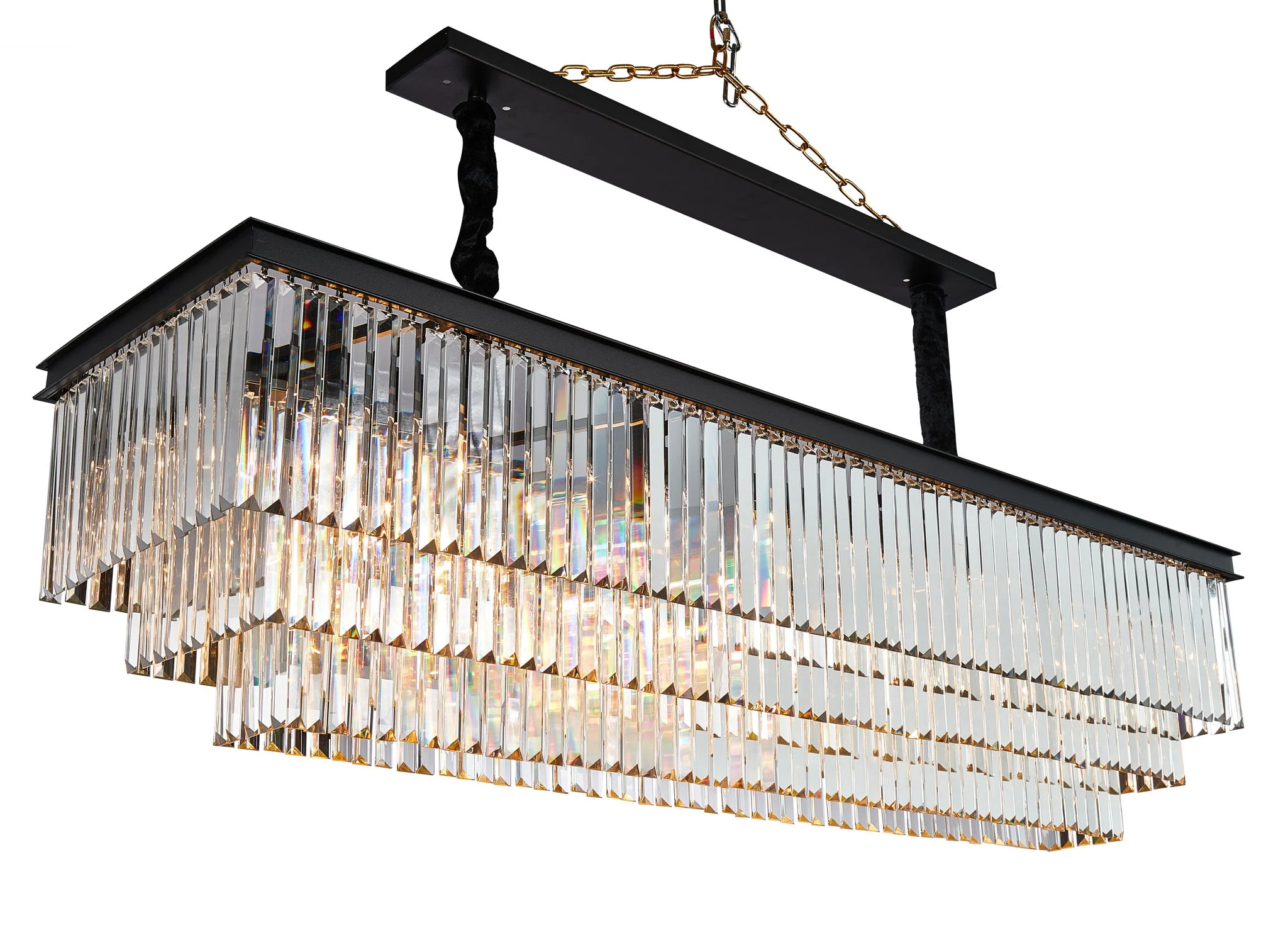 Michael Amini Lighting - Allure 20-Light Rectangular Crystal Chandelier - Matte Black / Pearl Silver - Image 2