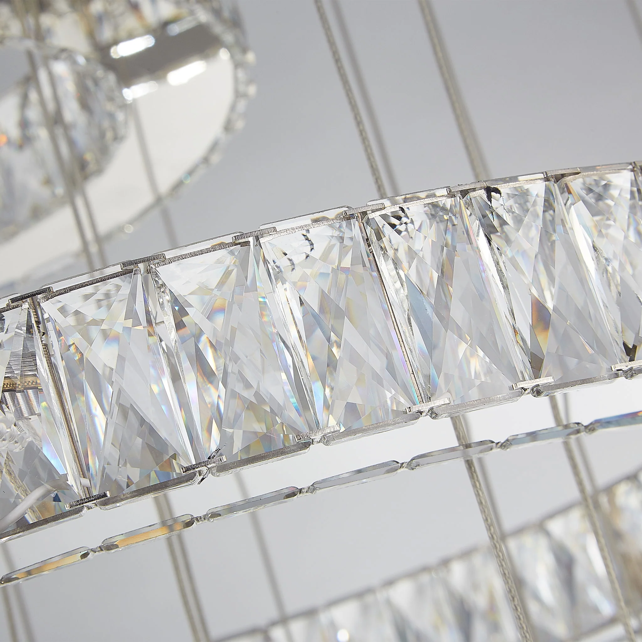 Michael Amini Lighting - Asteroids 3-Ring Modern LED Crystal Chandelier - Chrome - Image 3