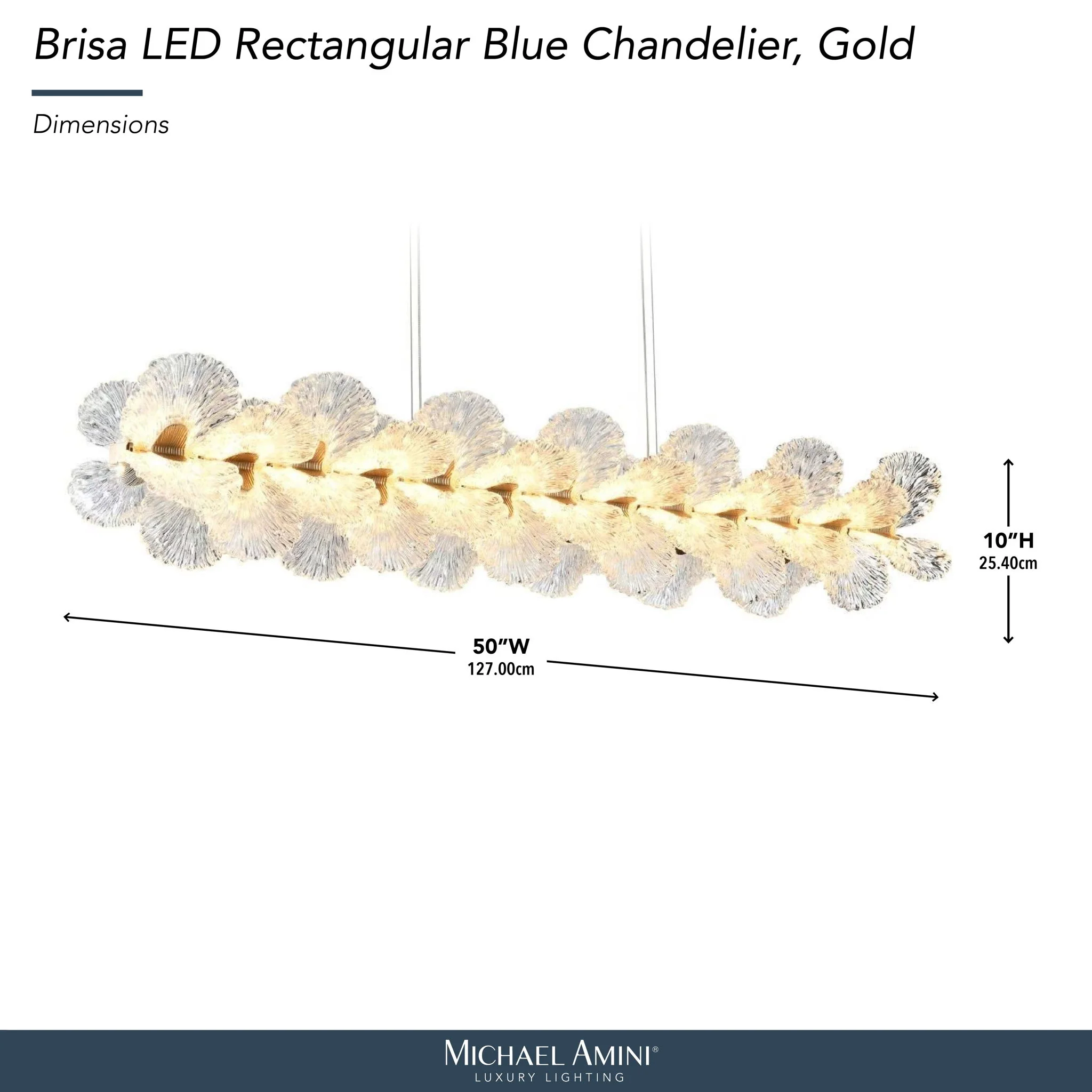 Michael Amini Lighting - Brisa 50" Rectangular LED Chandelier - Ocean Blue / Bronze - Image 2