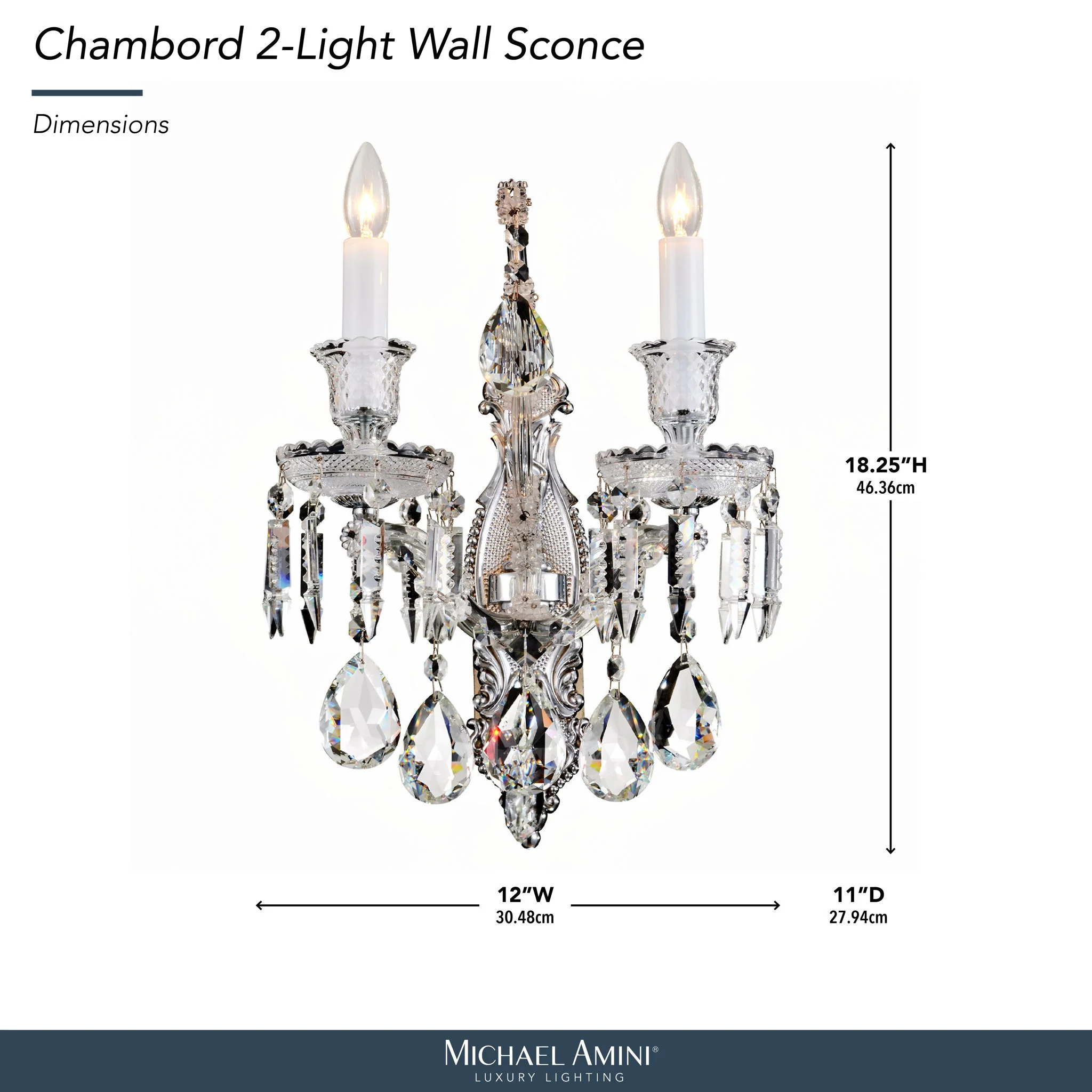 Michael Amini Lighting - Chambord Crystal Wall Sconce - Clear - Image 4