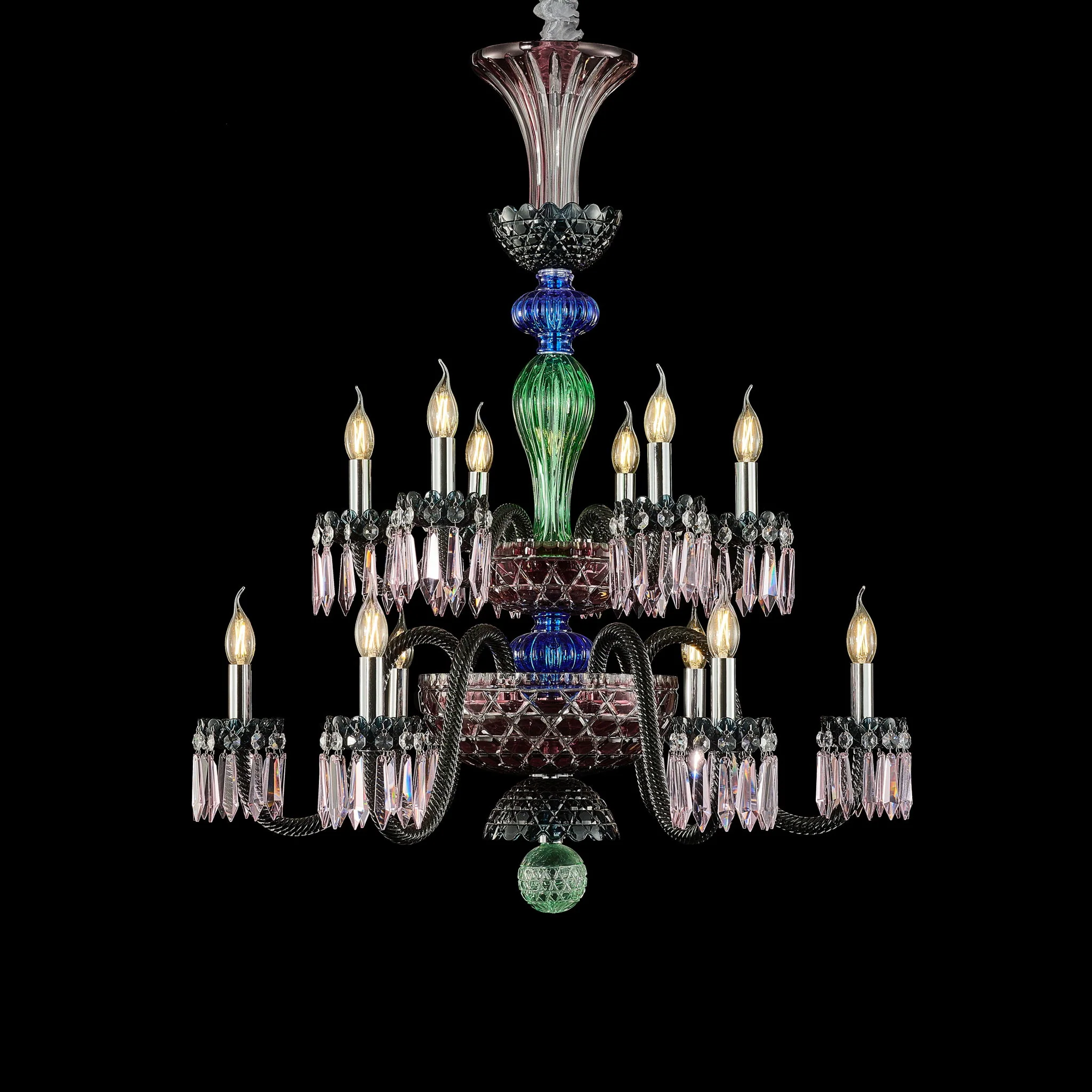 Michael Amini Lighting - Noir 12-Light Traditional Crystal Chandelier - Black - Image 2
