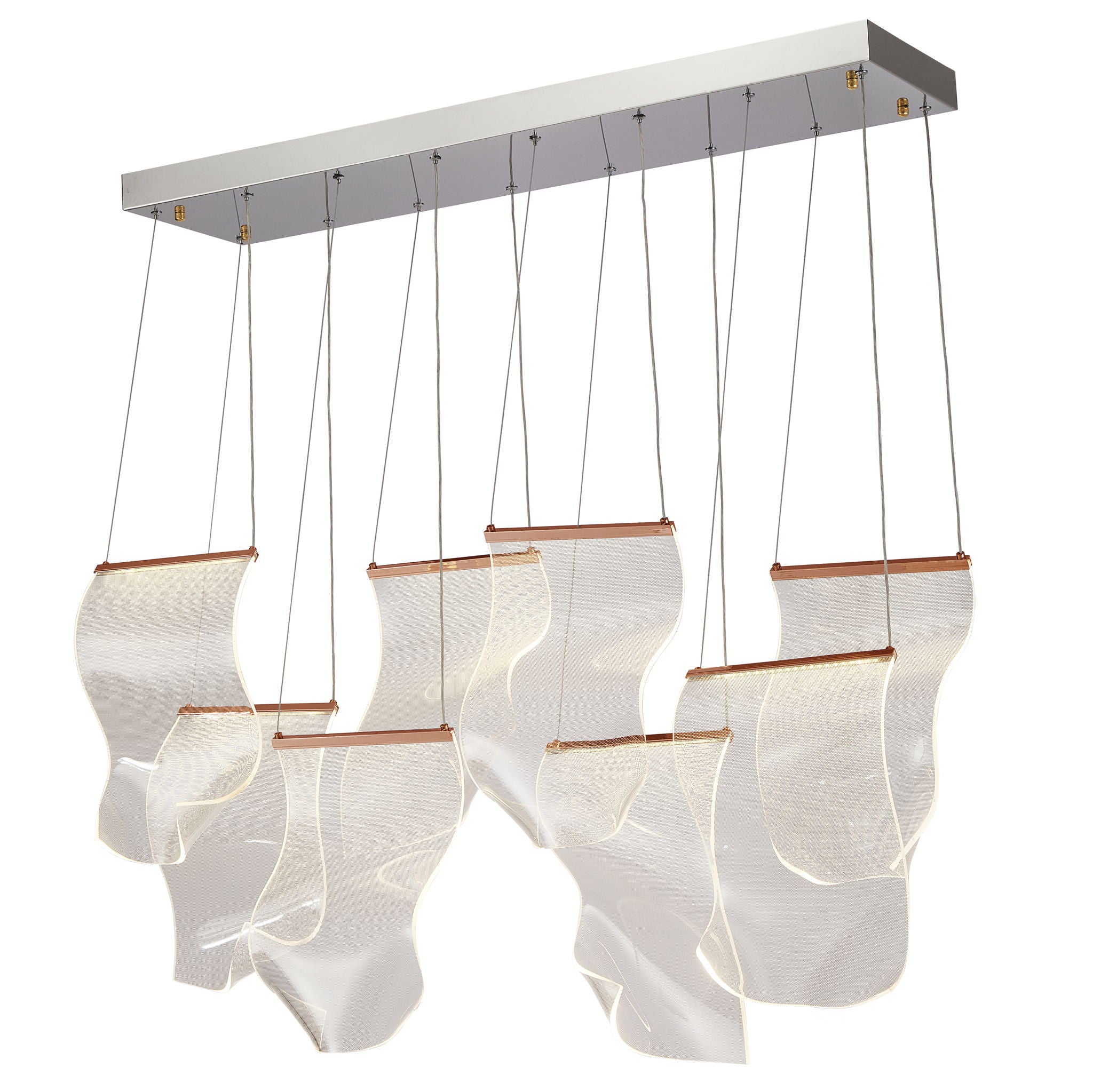 Michael Amini Lighting - Sheer Waves 8-Light Modern LED Chandelier - Rose Gold