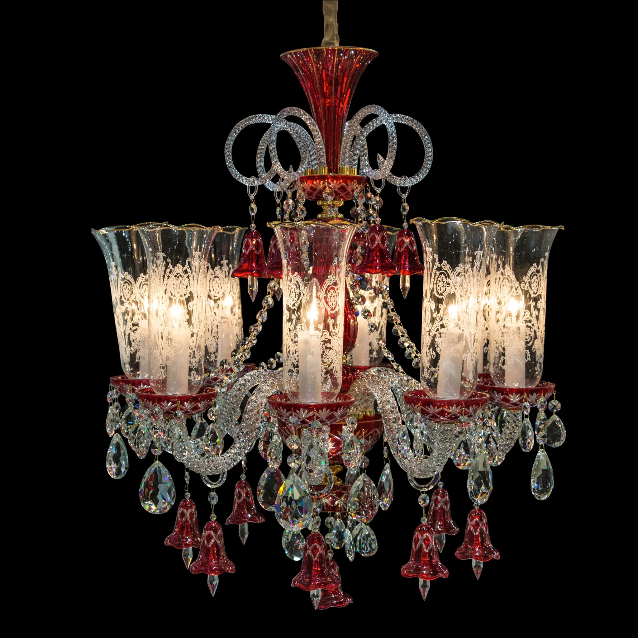 Michael Amini Lighting - Winter Palace 8-Light Traditional Crystal Chandelier - Ruby Red / Pearl Silver - Image 3