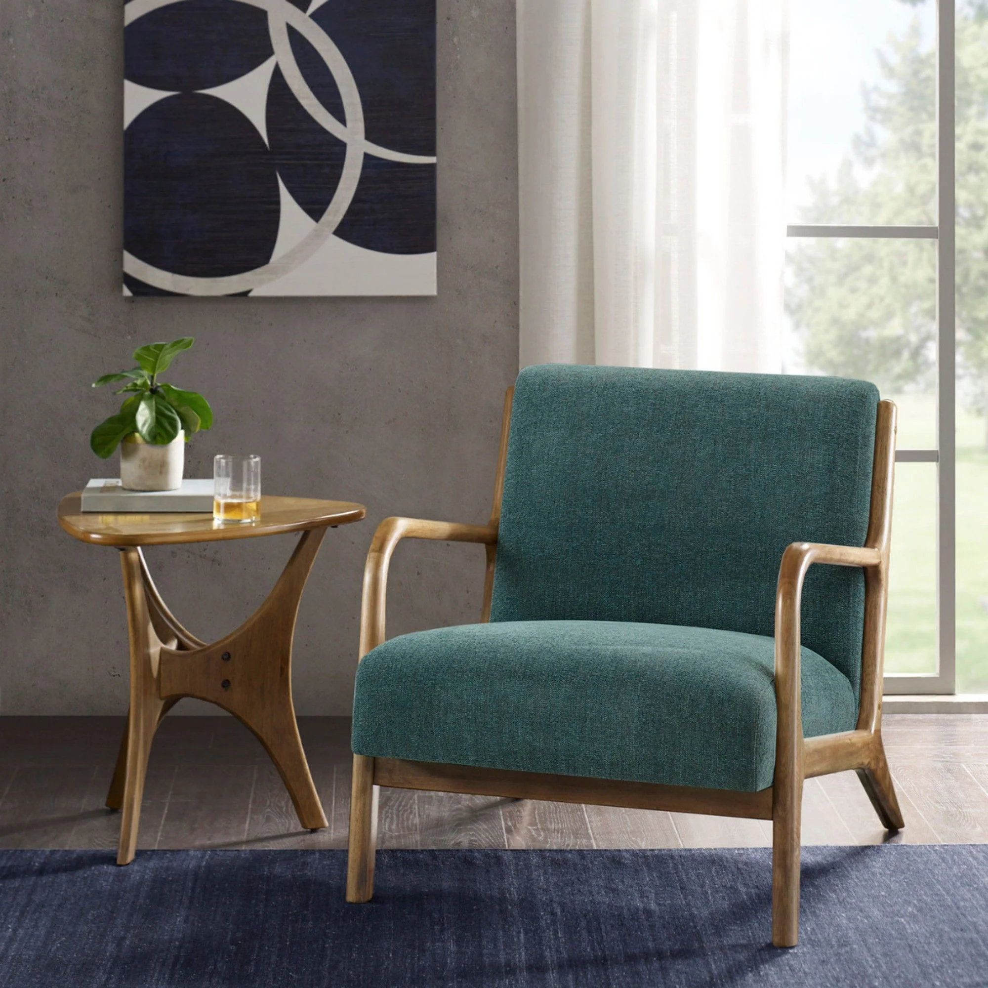 Mid-Century Style Lounge Chair With Upholstered Seat - Image 15