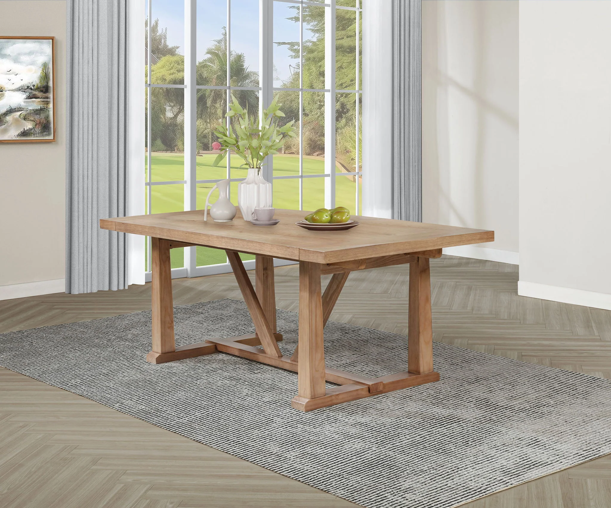 Middleton 106-inch Extension Leaf Dining Table Natural Brown - Image 3