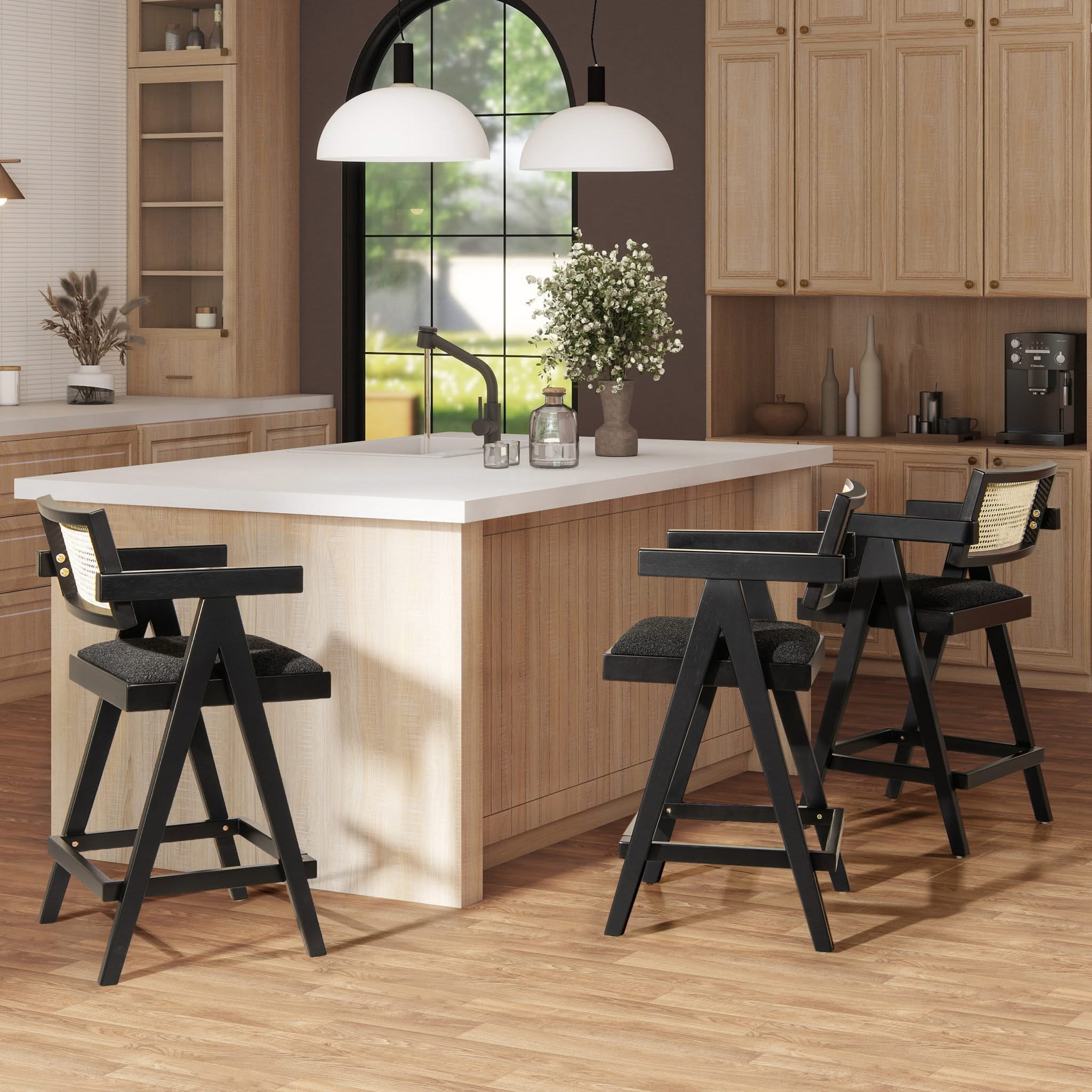 Milan - Modern Webbing Back Stool With Arms (Set of 3) - Image 3