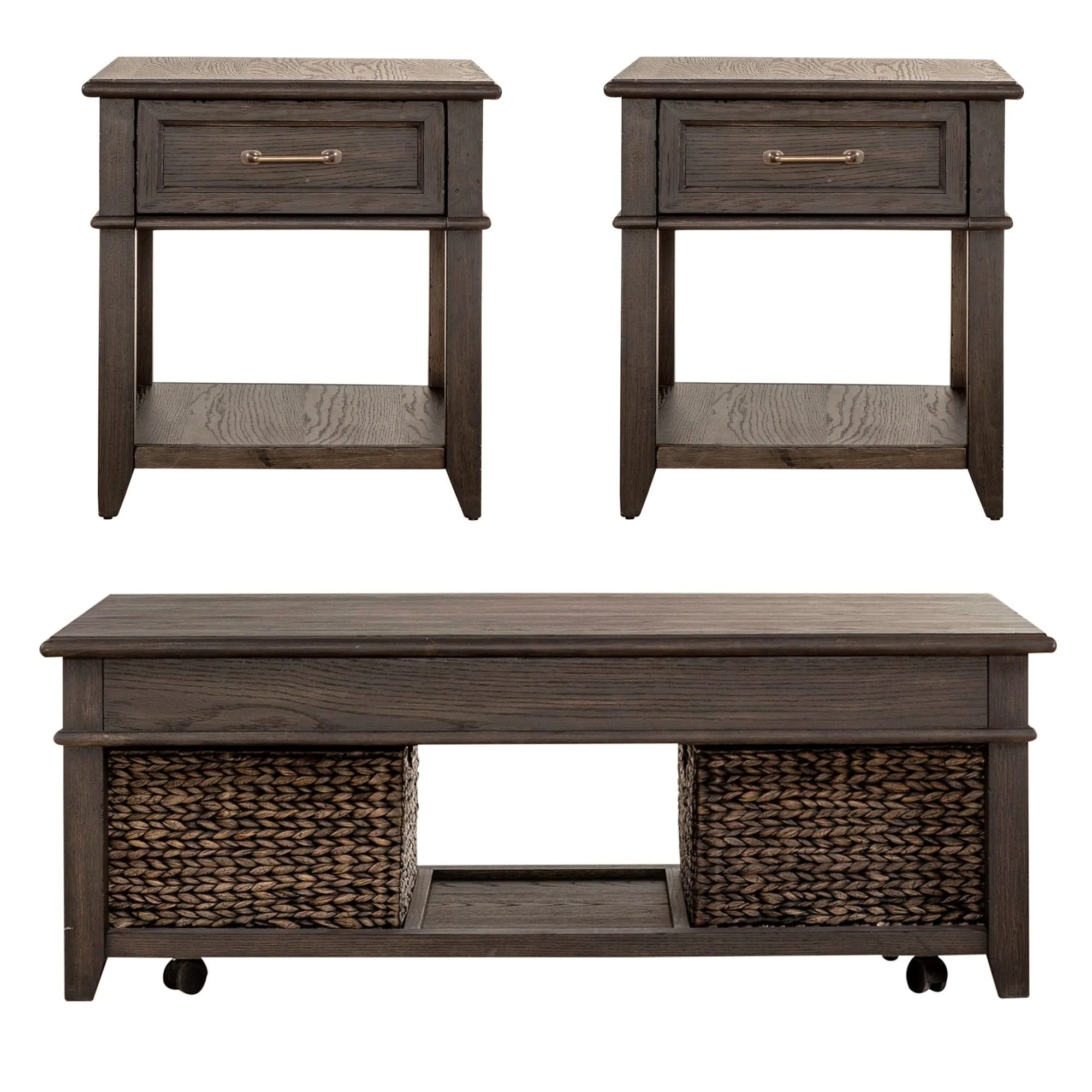 Mill Creek - 3 Piece Living Room Set (Lift Top Cocktail & 2 Drawer End Tables) - Peppercorn - Image 4