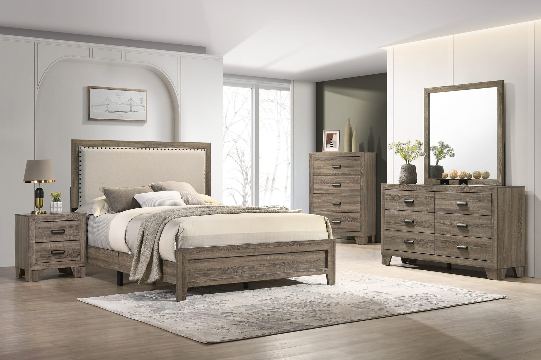 Millie - Full Upholstery Bed In One Box - Warm Gray - Image 3
