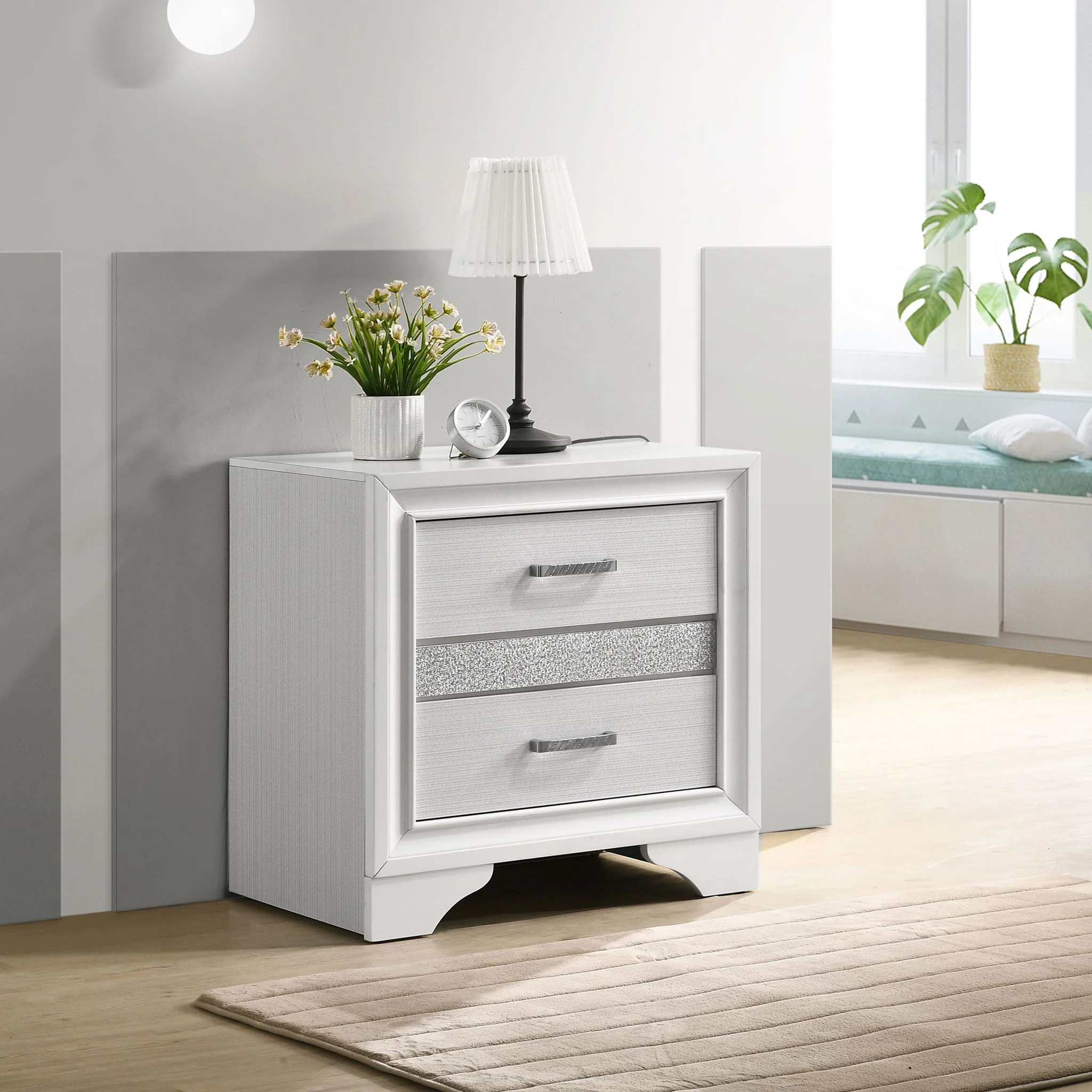 Miranda 3-drawer Nightstand Bedside Table White - Image 3