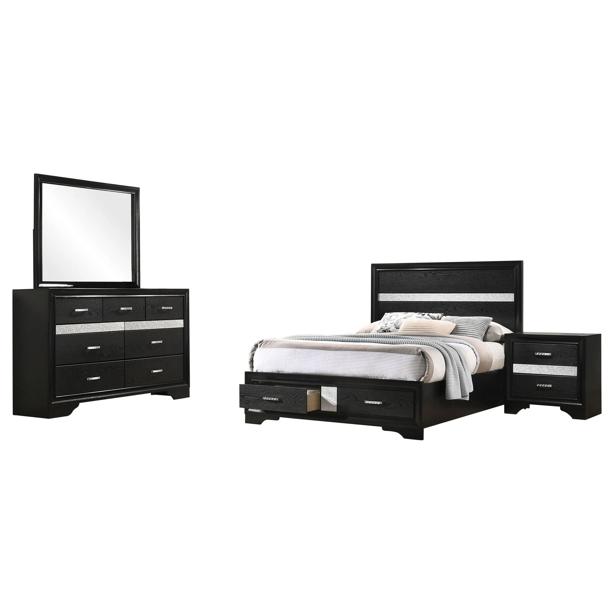 Miranda 4-piece Full Bedroom Set Black - Image 4