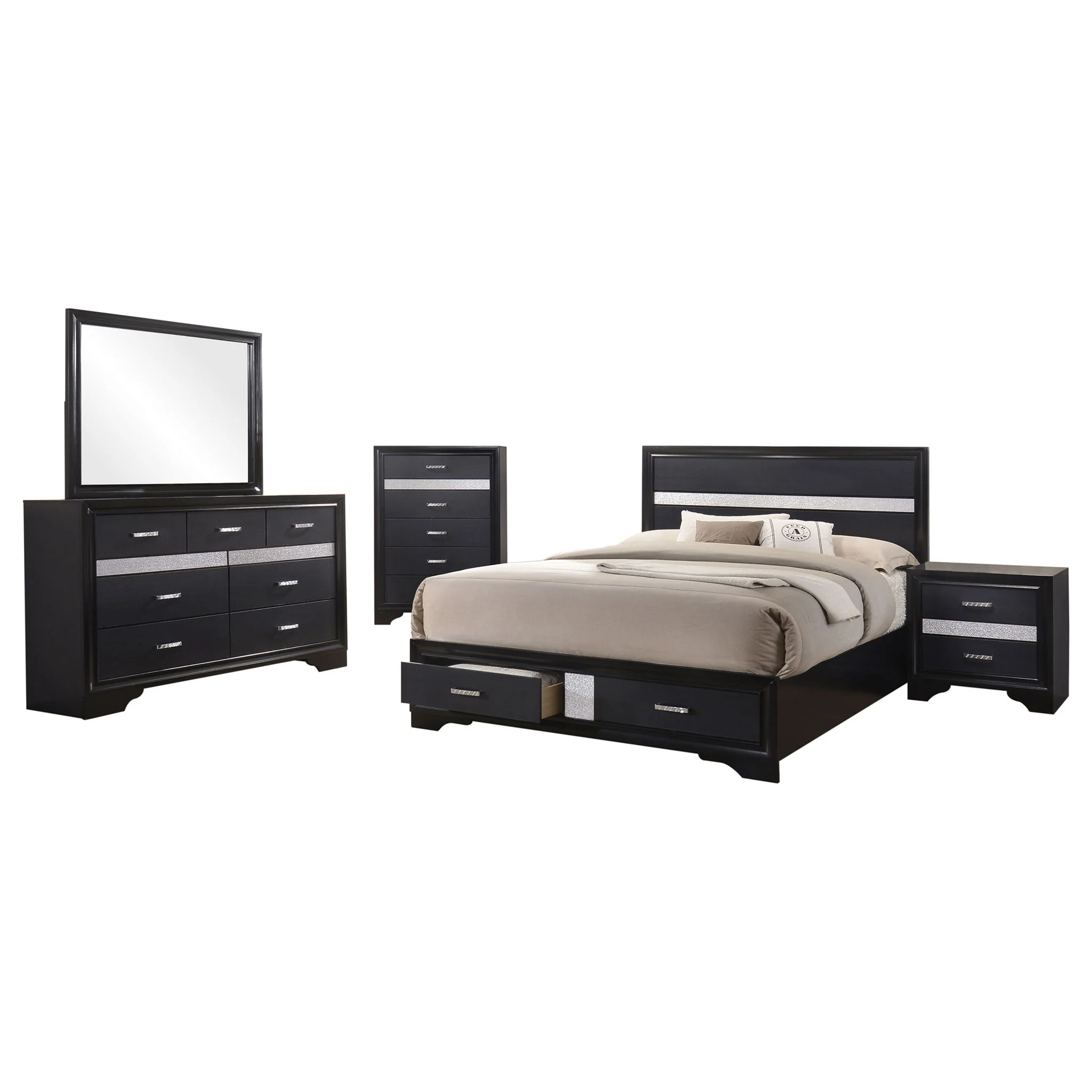 Miranda 5-piece Queen Bedroom Set Black - Image 2