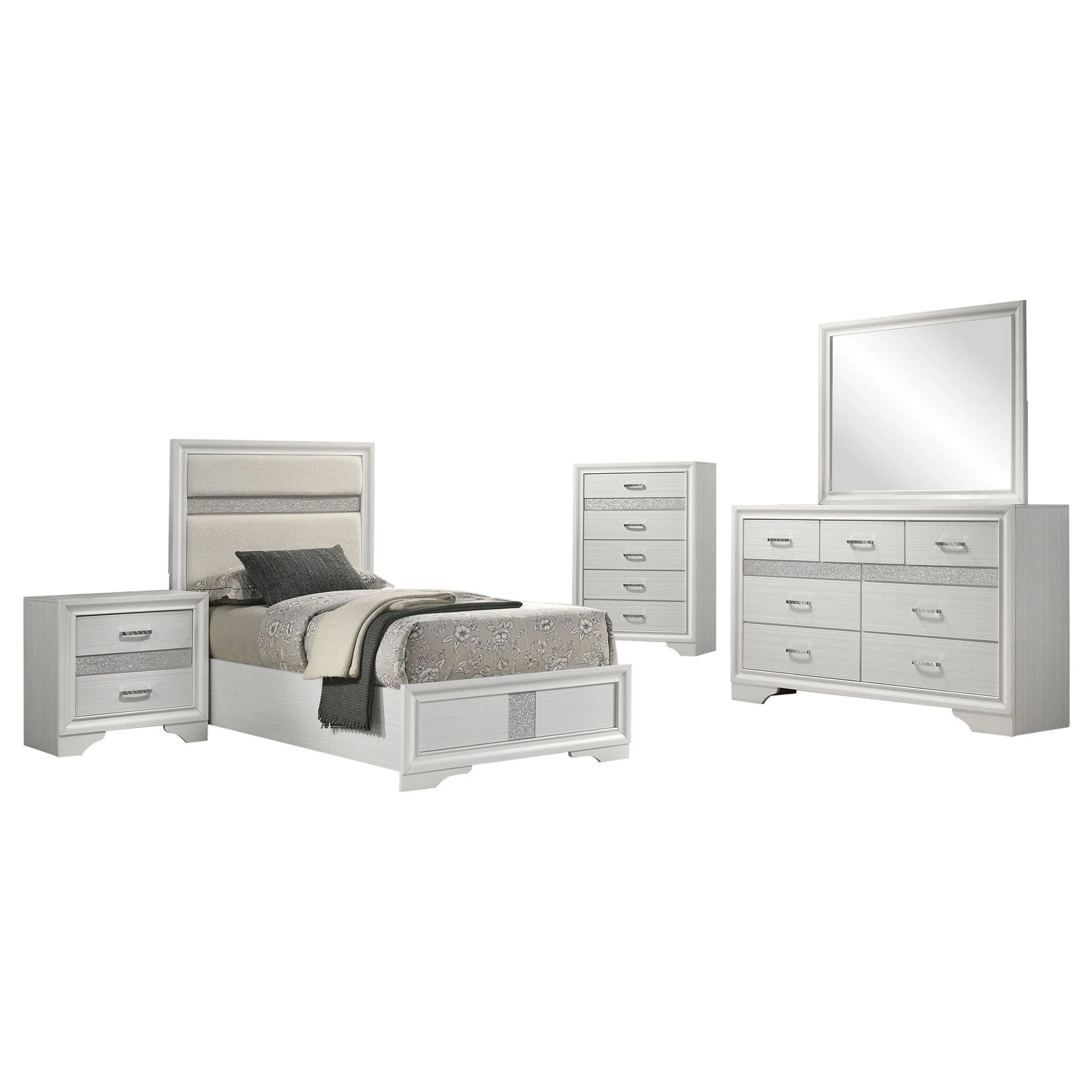 Miranda 5-piece Twin Bedroom Set White - Image 2