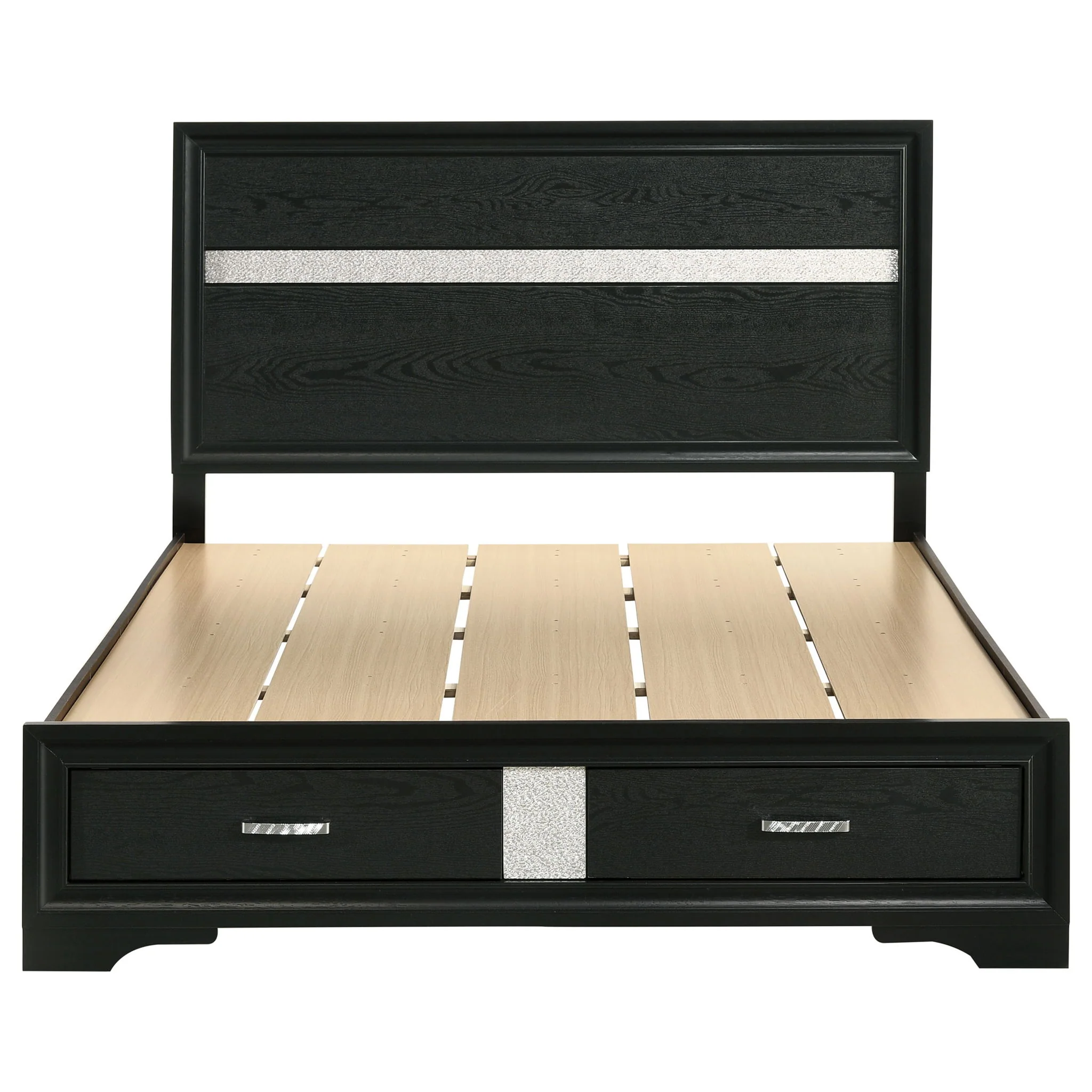 Miranda 51-inch Wood Queen Storage Panel Bed Black - Image 2