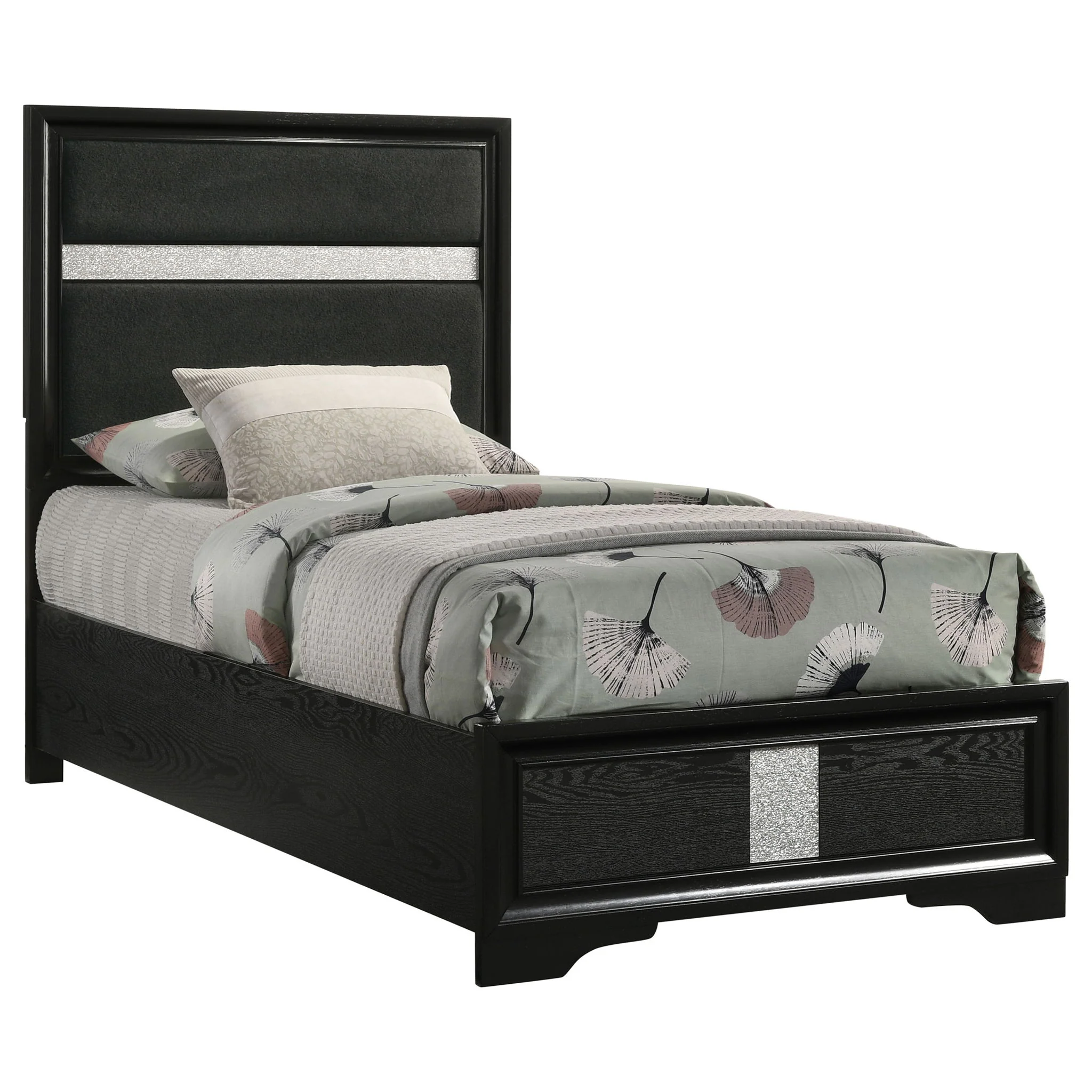 Miranda 54-inch Upholstered Twin Panel Bed Black - Image 2