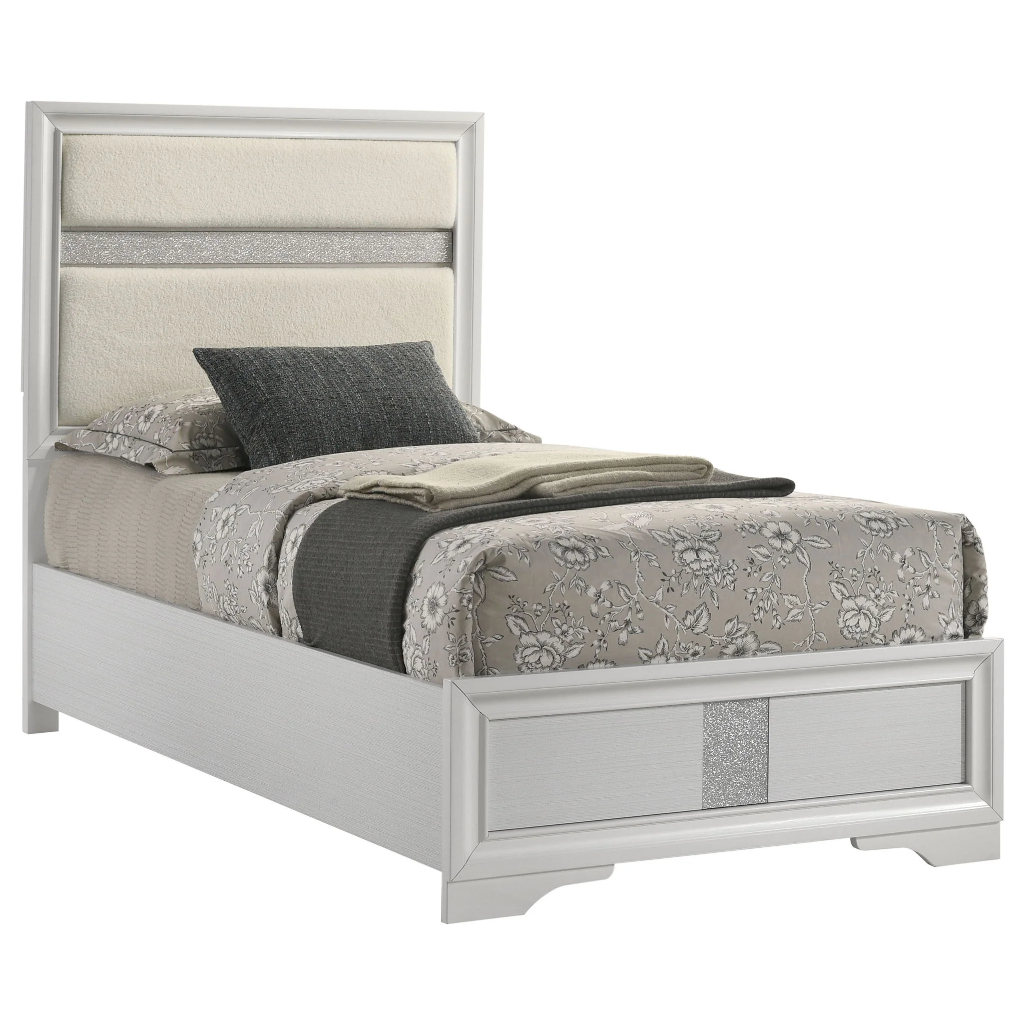 Miranda 54-inch Upholstered Twin Panel Bed White - Image 2