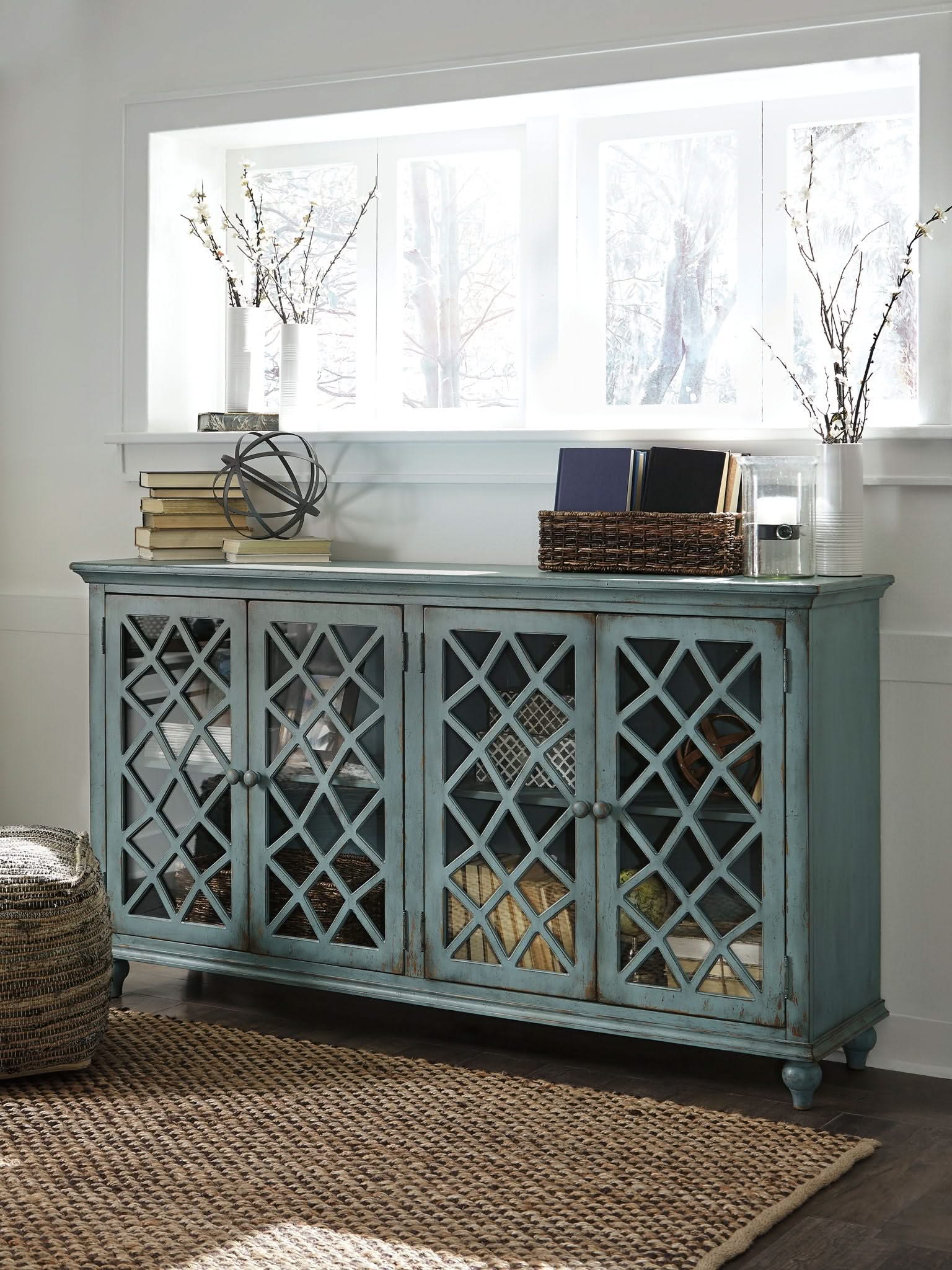 Mirimyn - Accent Cabinet - Vintage Finish - Antique Teal - Image 4