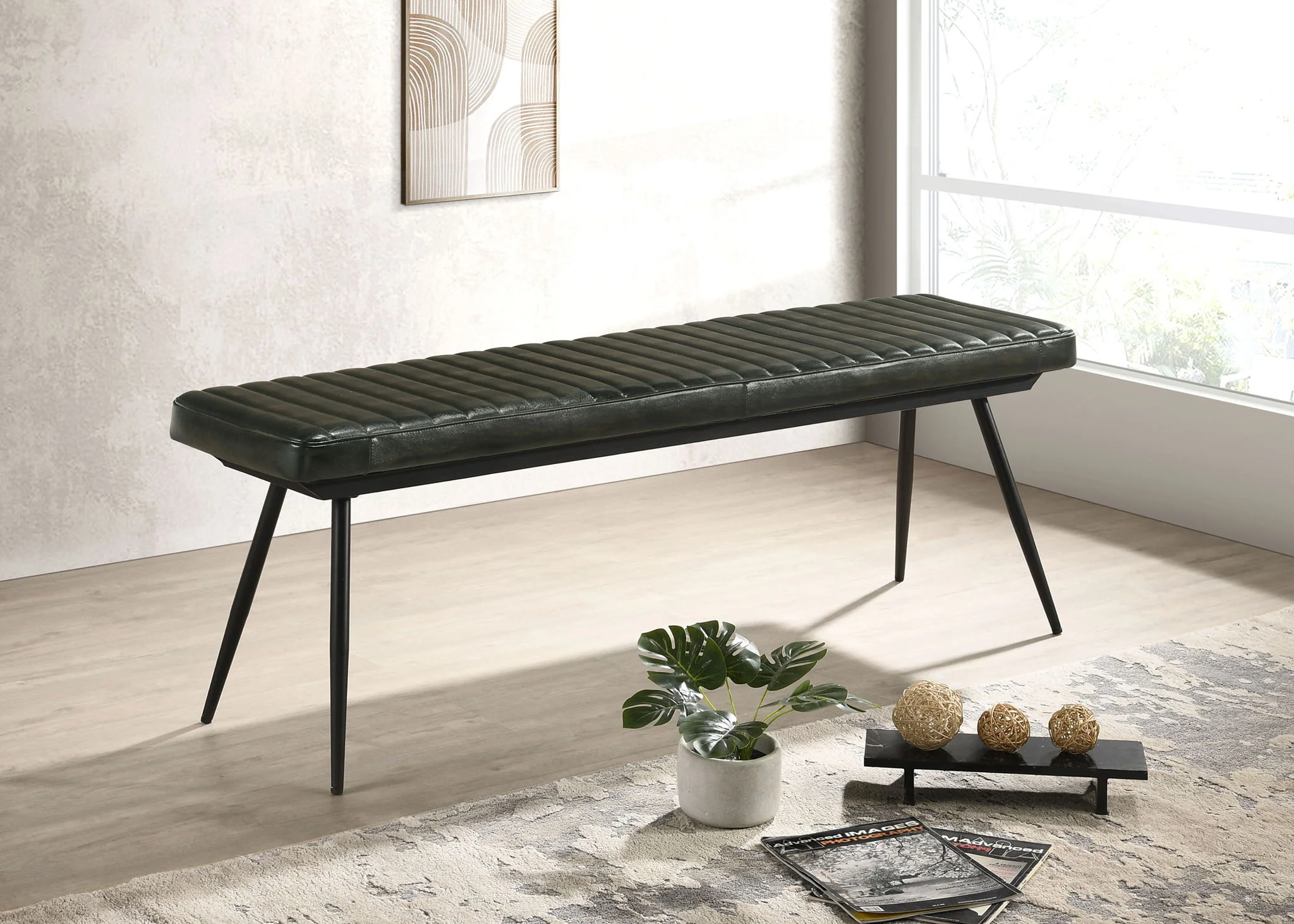 Misty Leather Upholstered Dining Bench Antique Espresso - Image 3