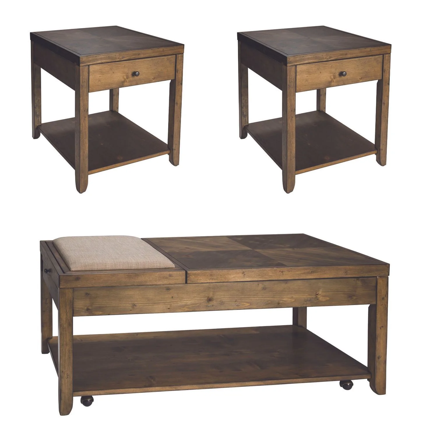Mitchell - 3 Piece Table Set (1 Cocktail 2 End Tables) - Nutmeg - Image 3