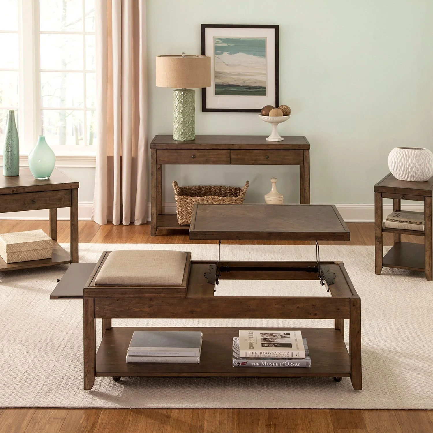 Mitchell - 3 Piece Table Set (1 Cocktail 2 End Tables) - Nutmeg - Image 4