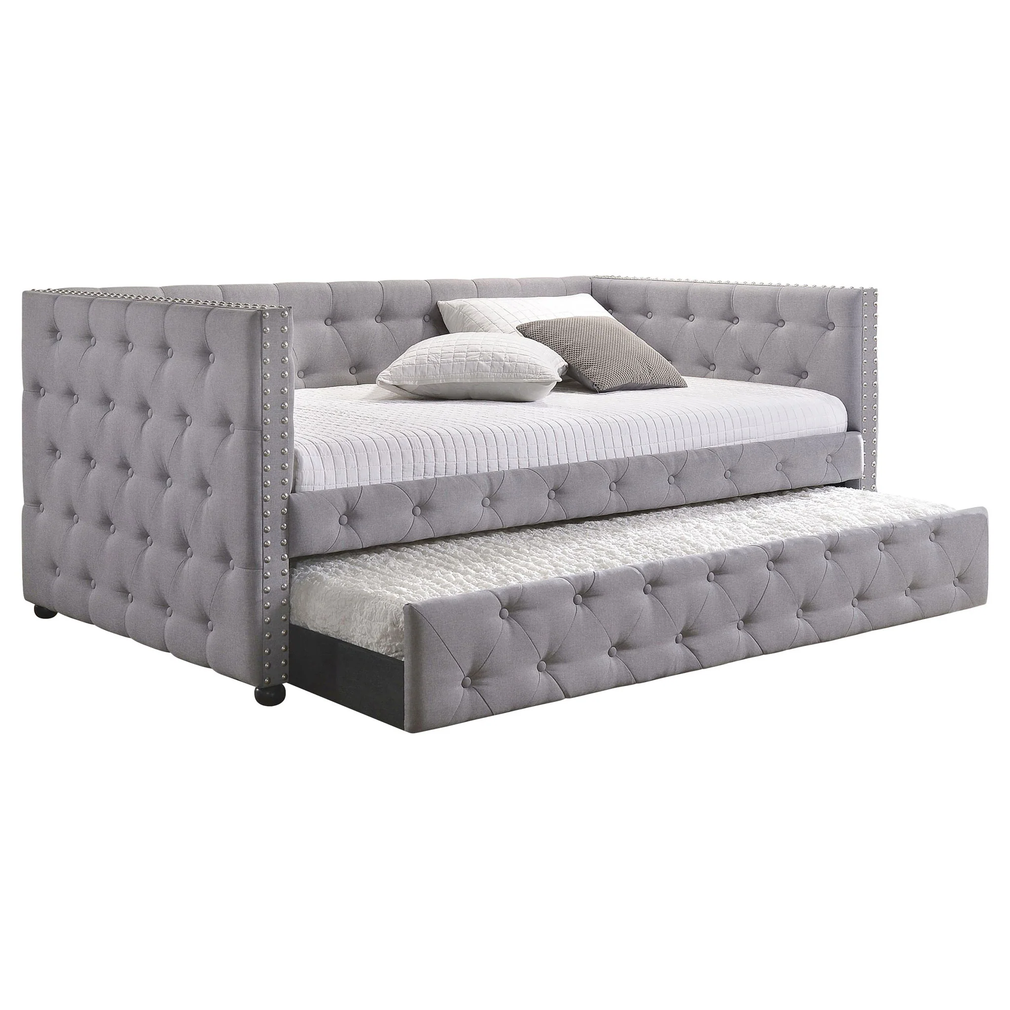Mockern Upholstered Twin Daybed with Trundle Grey - Image 4