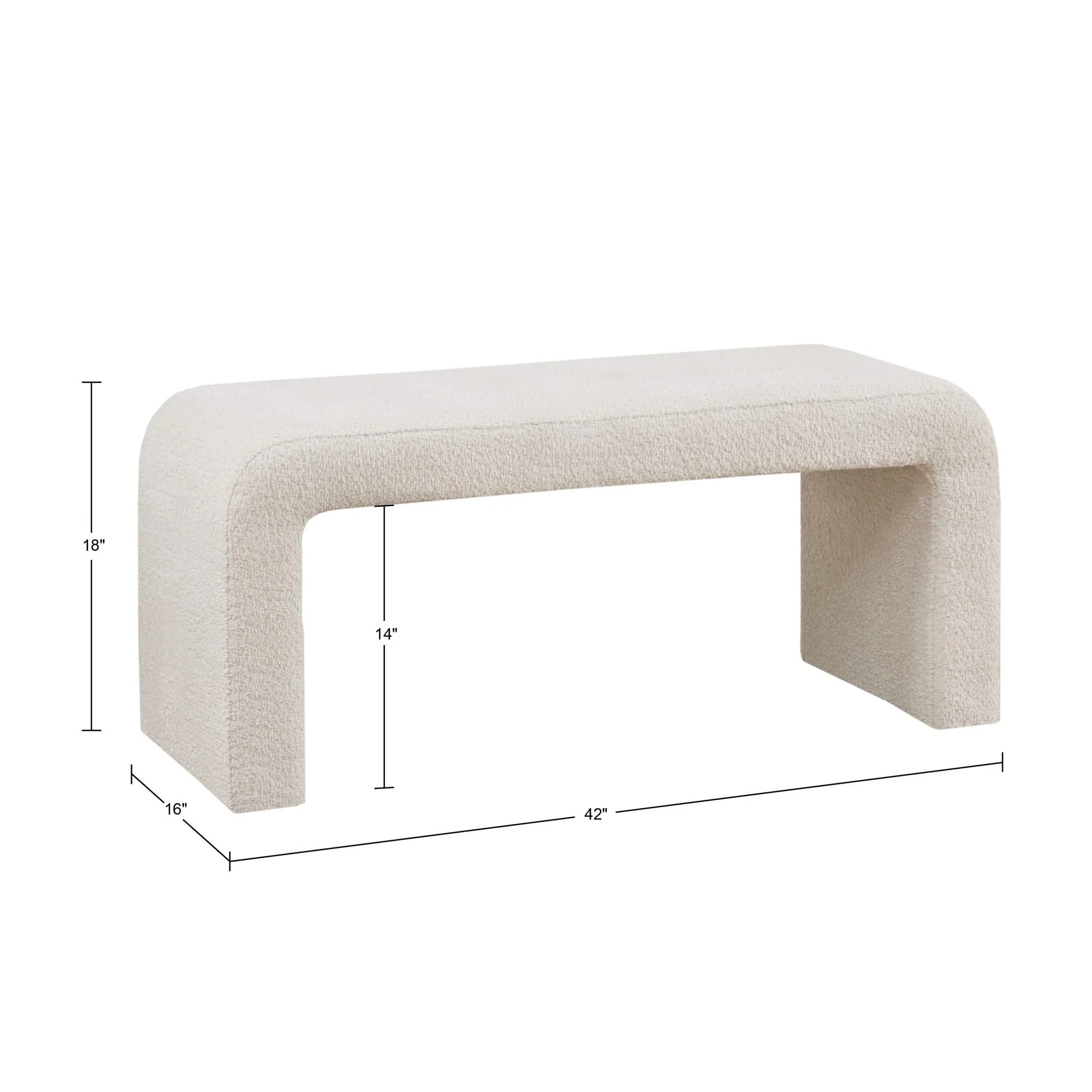 Modern Contemporary Boucle Waterfall Bench - Image 2