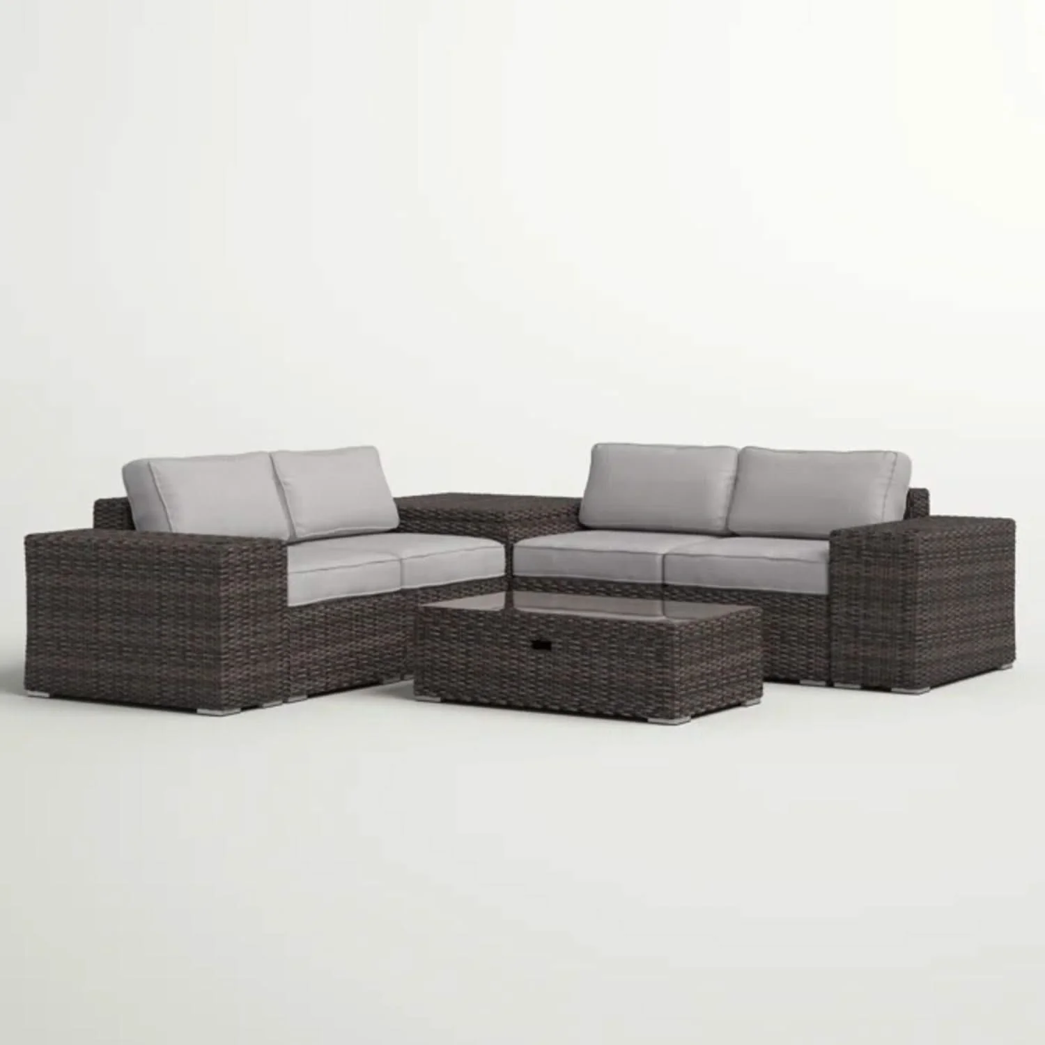 Modern Patio Rattan Sectional Set With Cushions - Image 10
