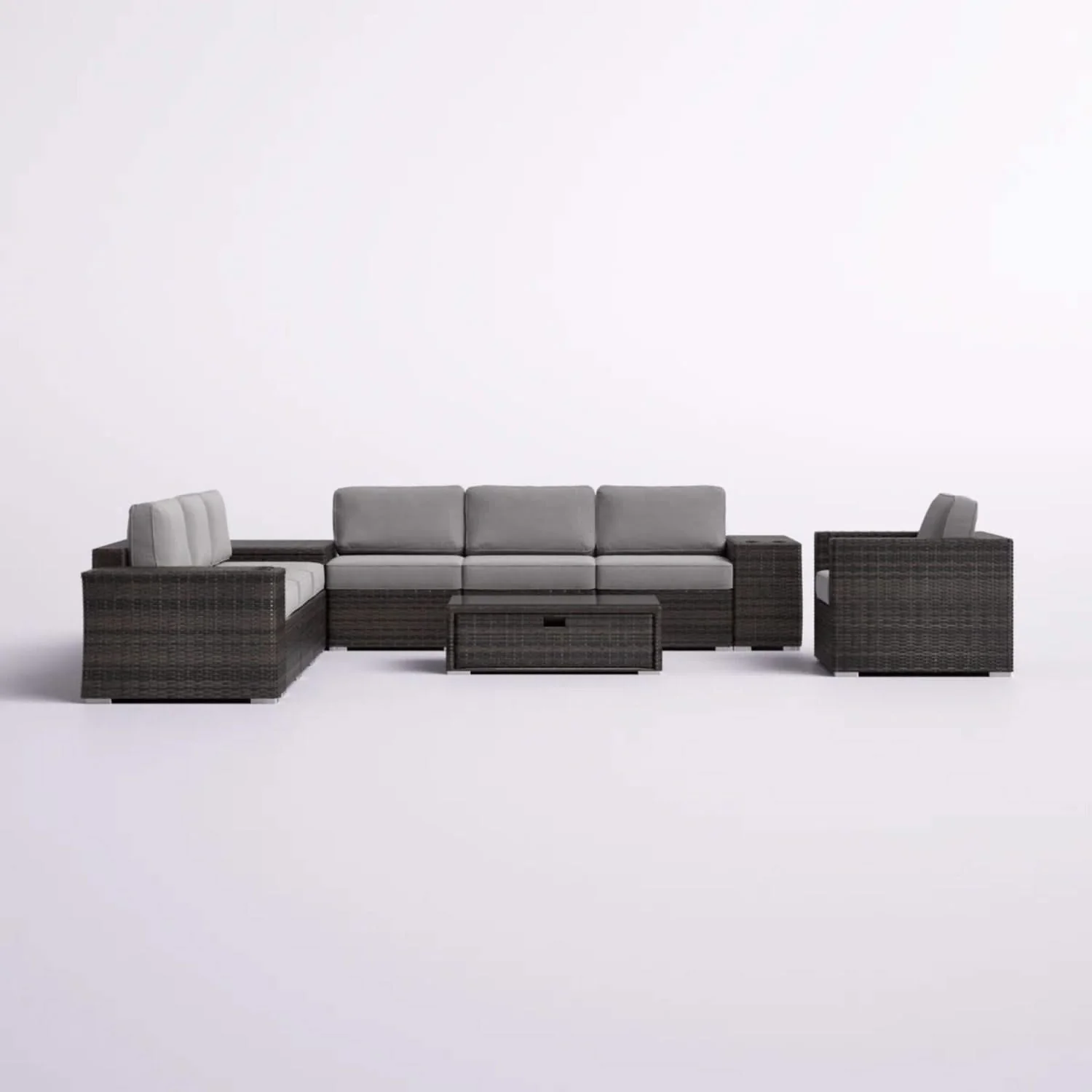 Modern Patio Rattan Sectional Set With Cushions - Image 26