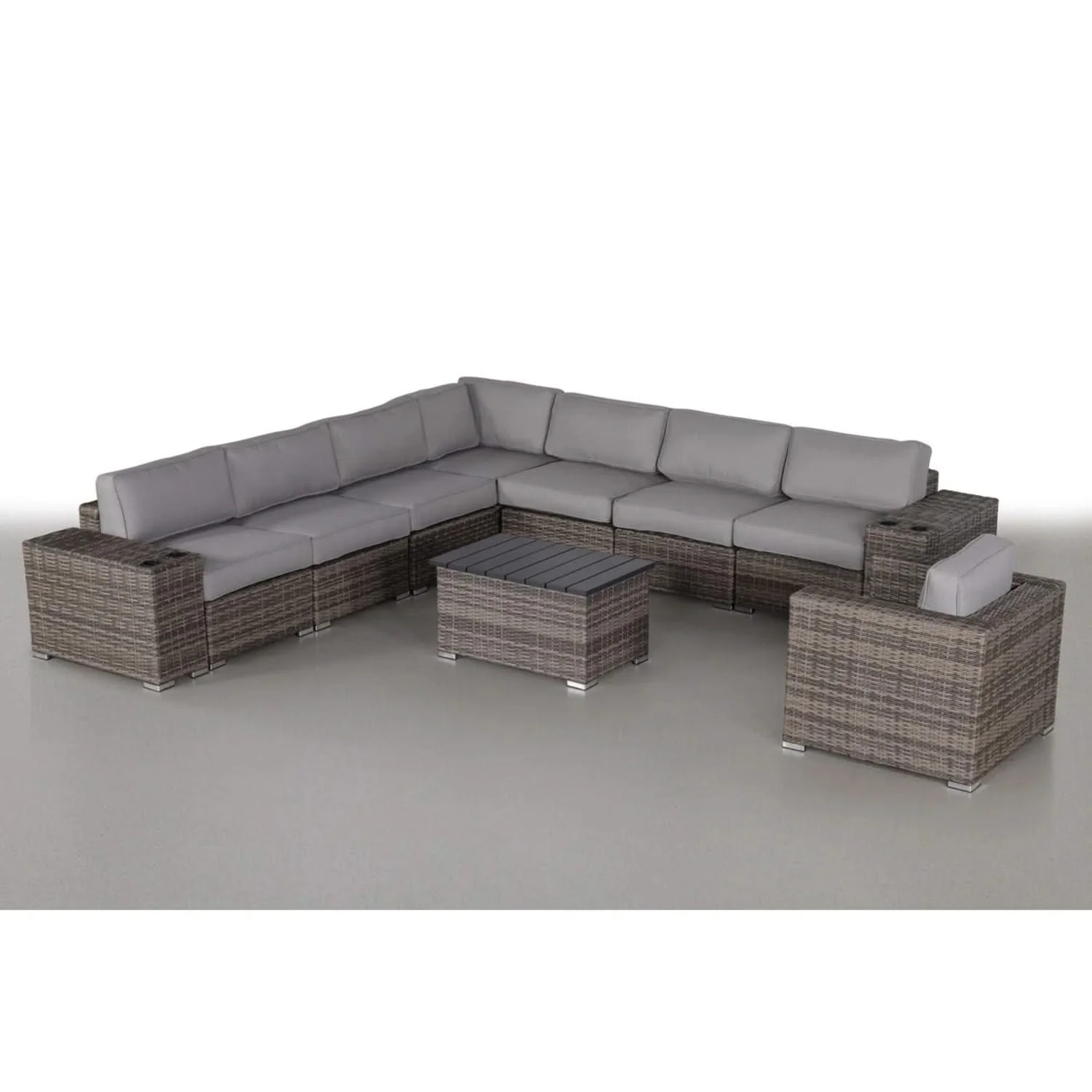 Modern Patio Rattan Sectional Set With Cushions - Image 31