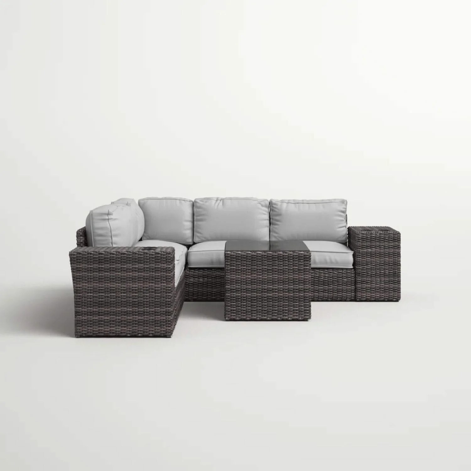 Modern Patio Rattan Sectional Set With Cushions - Image 43