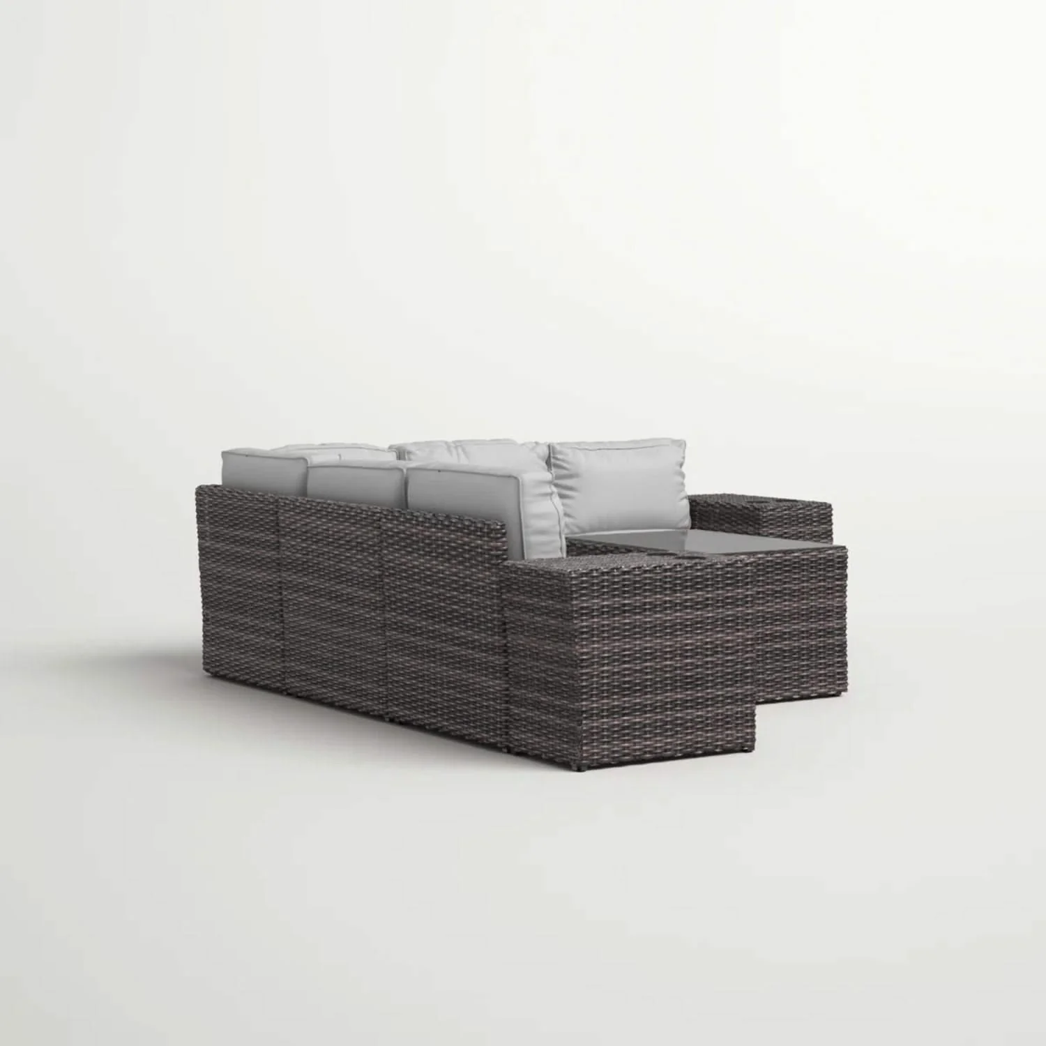 Modern Patio Rattan Sectional Set With Cushions - Image 45