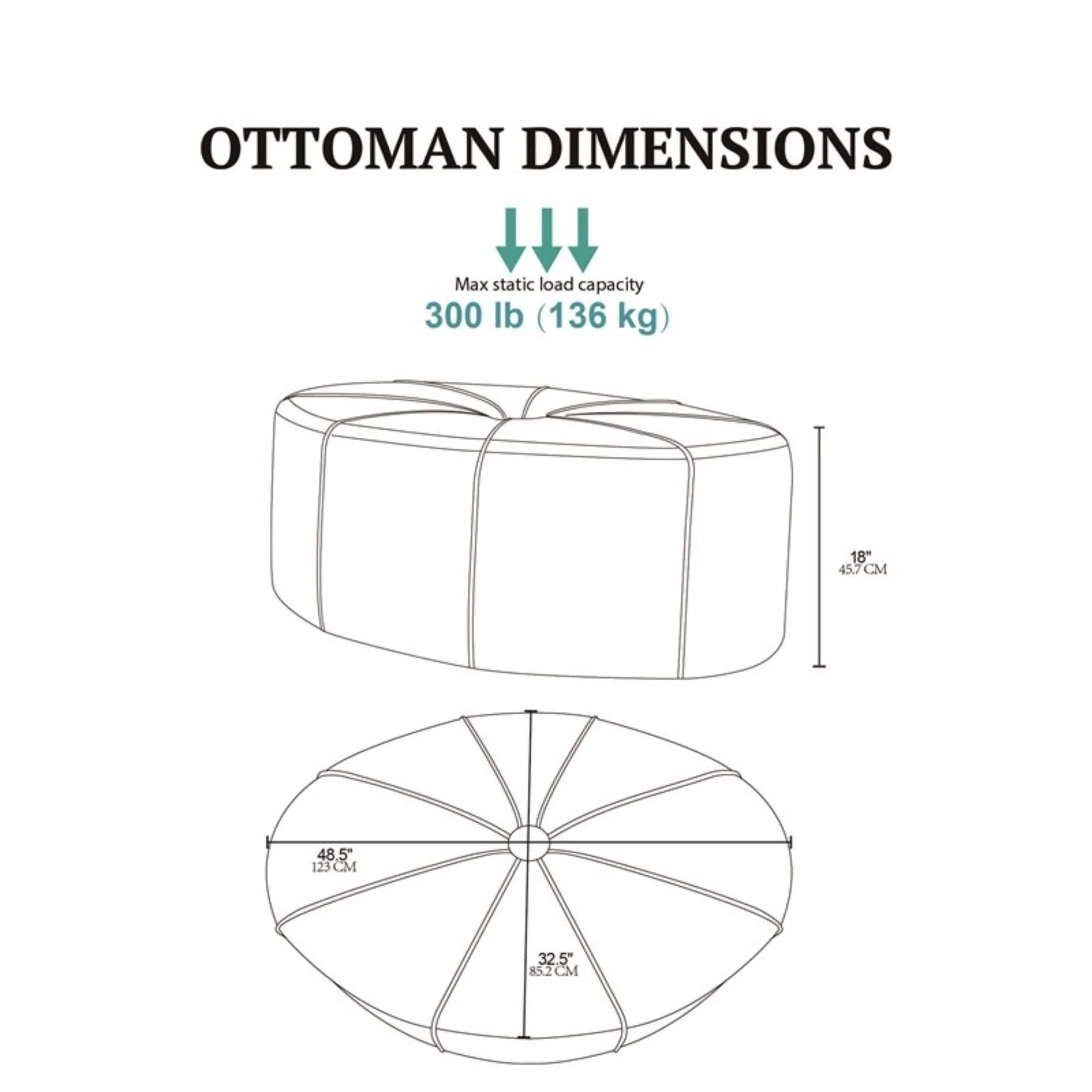 Modern Style Large Cocktail Ottoman - Image 3
