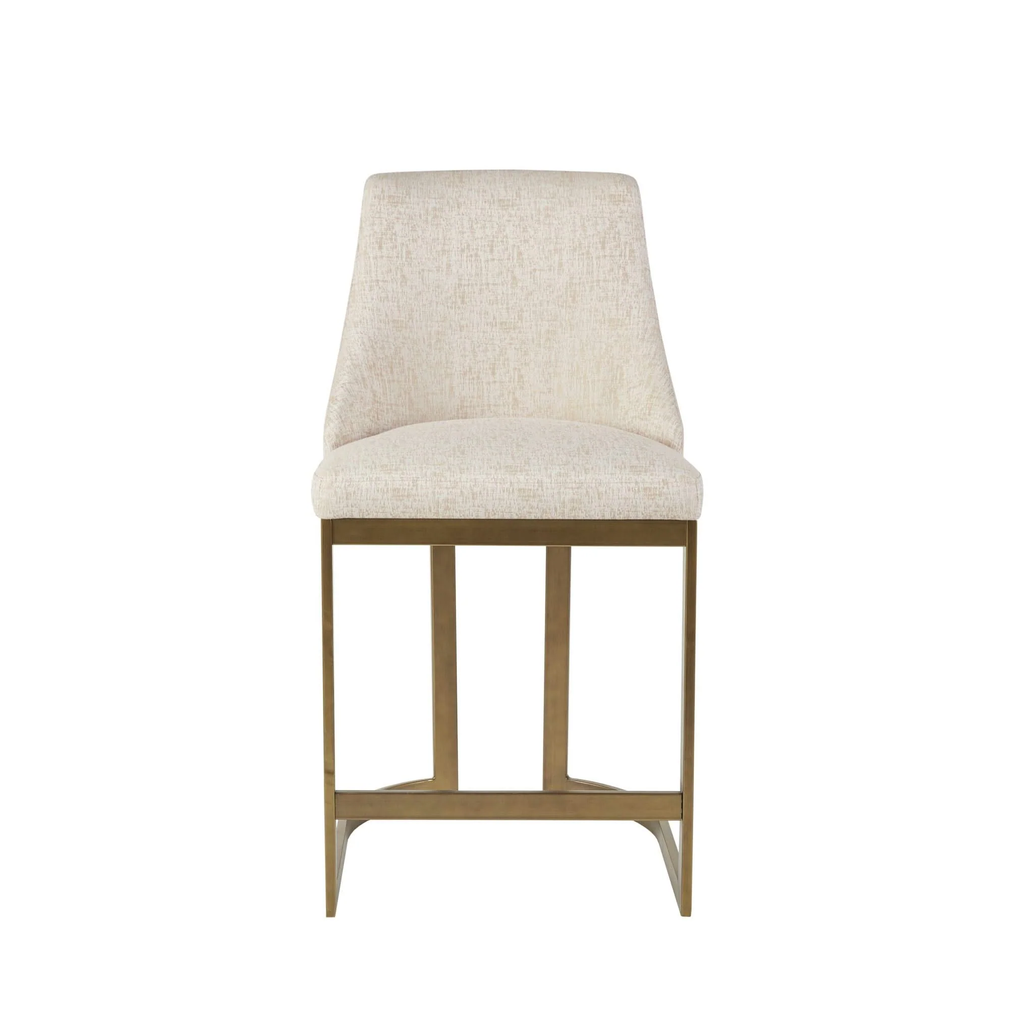 Upholstered Counter Stool With Metal Base - Cream - Image 3