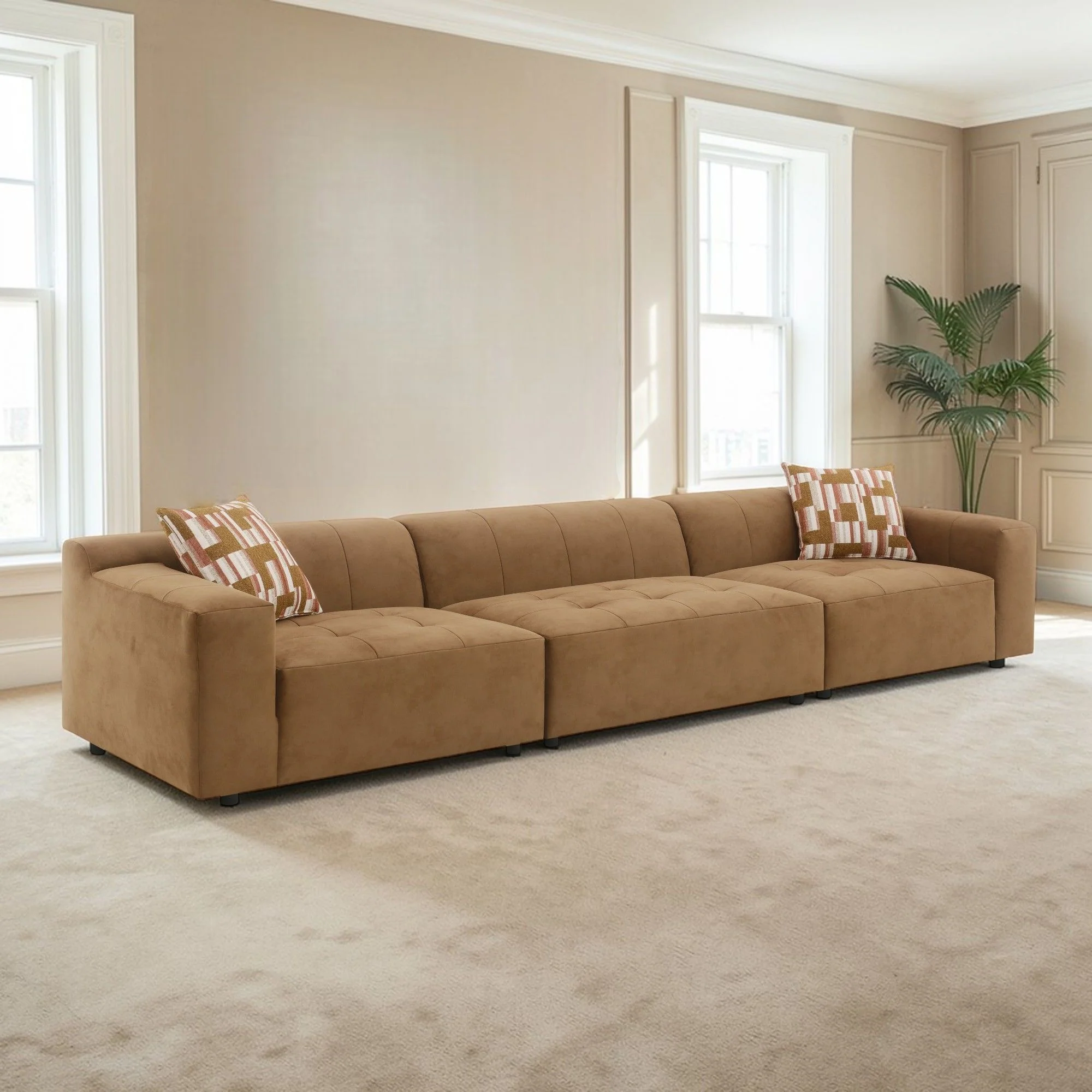 Modular Sofa Set With 2 Matching Toss Pillows - Chocolate - Image 2