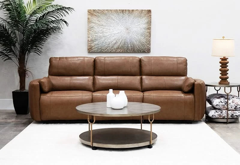 Modway Brown Leather Power Headrest Reclining 3 PC Modular Sofa - Image 2