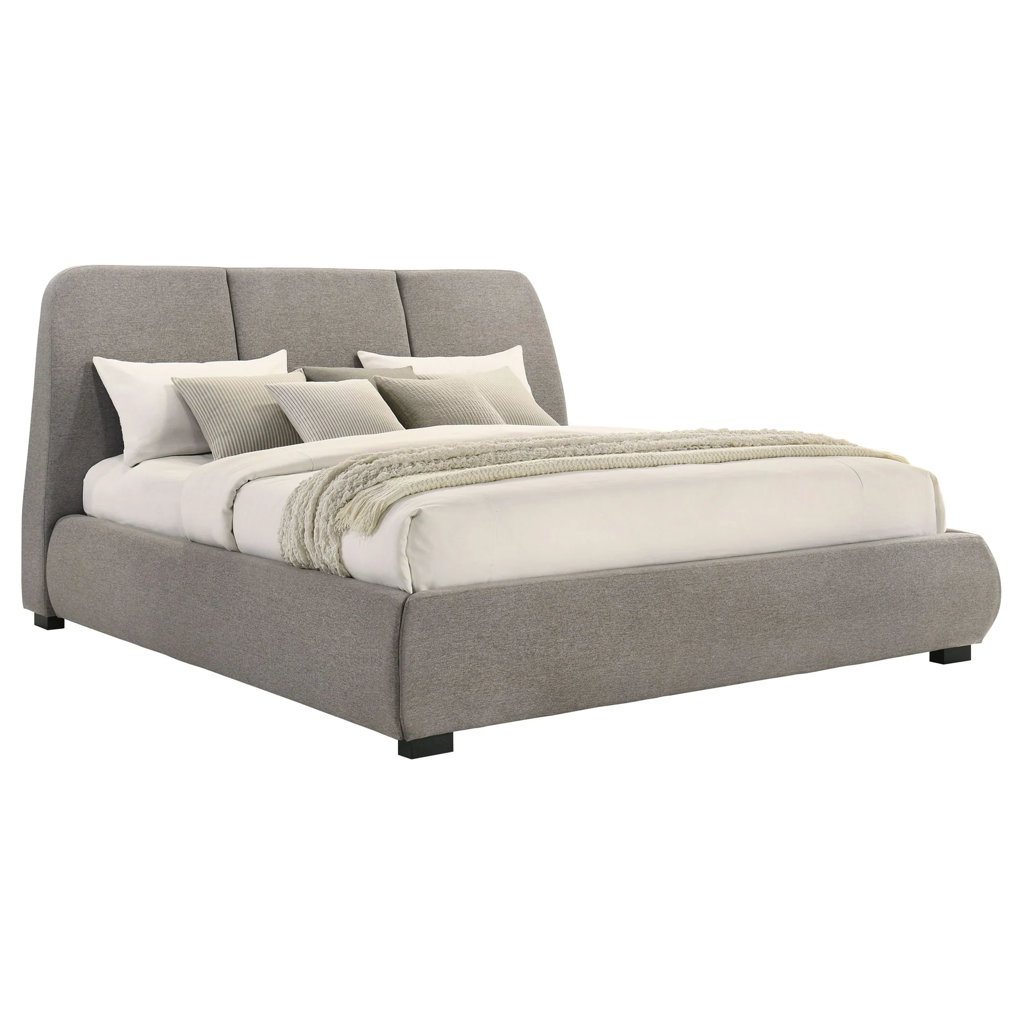 Mokena 46-inch Upholstered Eastern King Platform Bed Taupe - Image 3