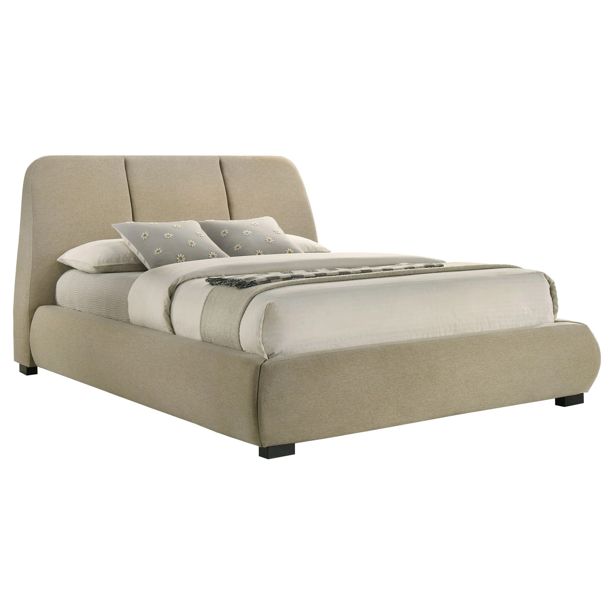 Mokena 46-inch Upholstered Queen Platform Bed Brown - Image 3