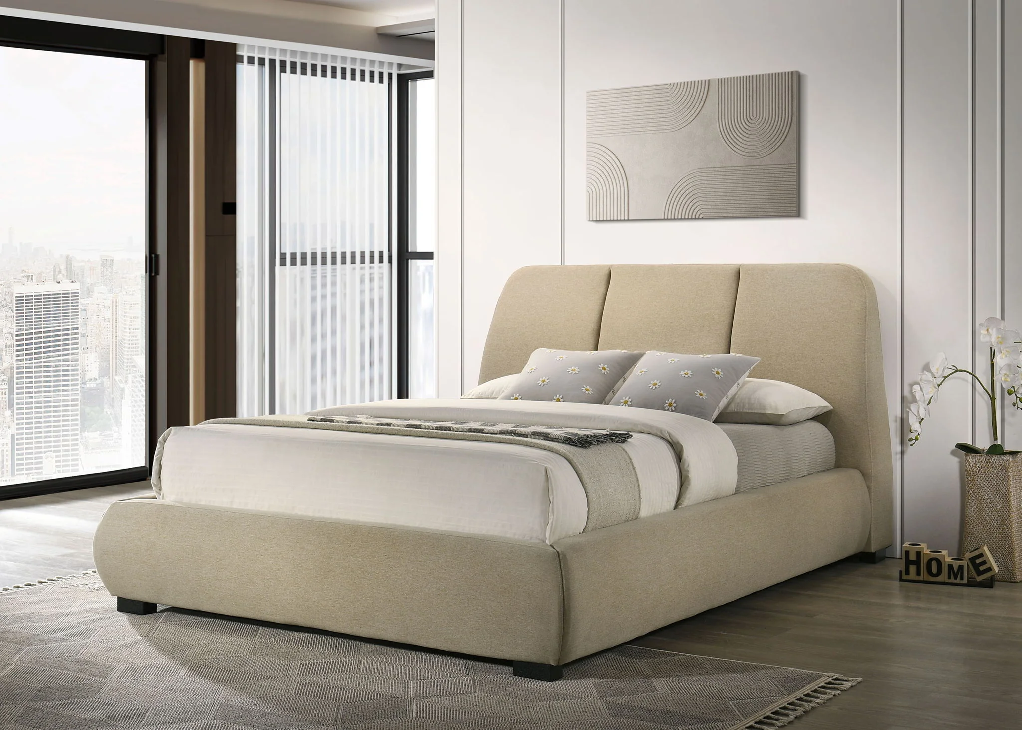 Mokena 46-inch Upholstered Queen Platform Bed Brown - Image 4