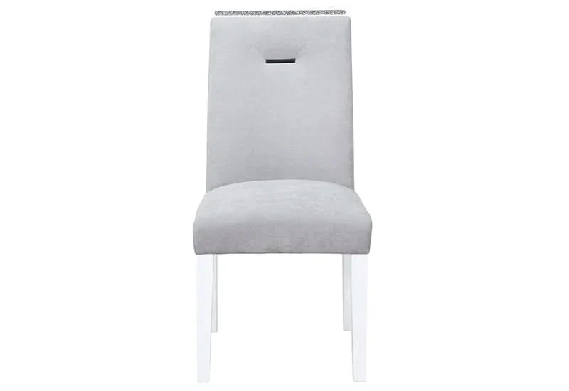 Monaco 5-Piece Dining Set in High Gloss White with Glitter Accents - Image 5