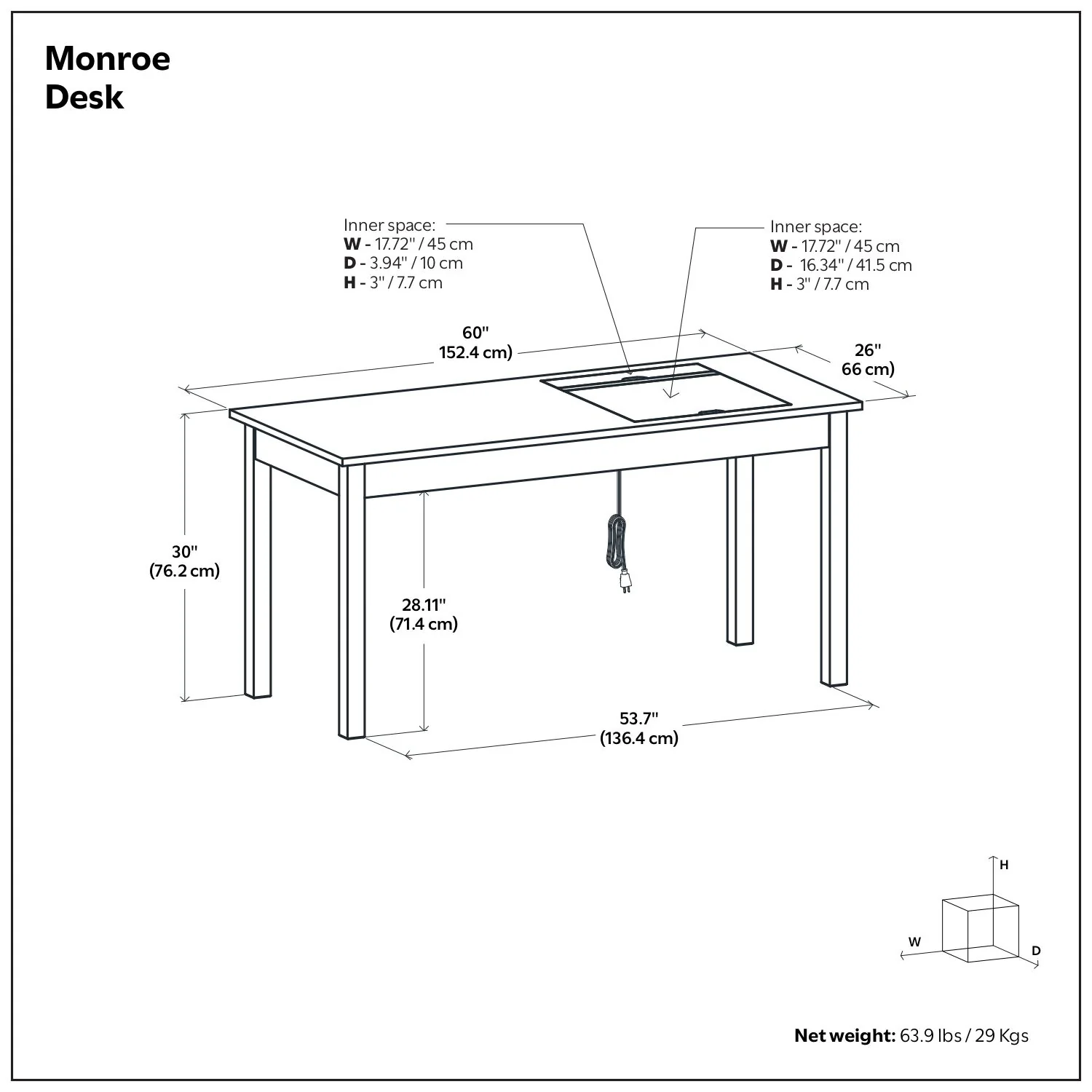 Monroe - Desk - Distressed Charcoal Brown - Image 3
