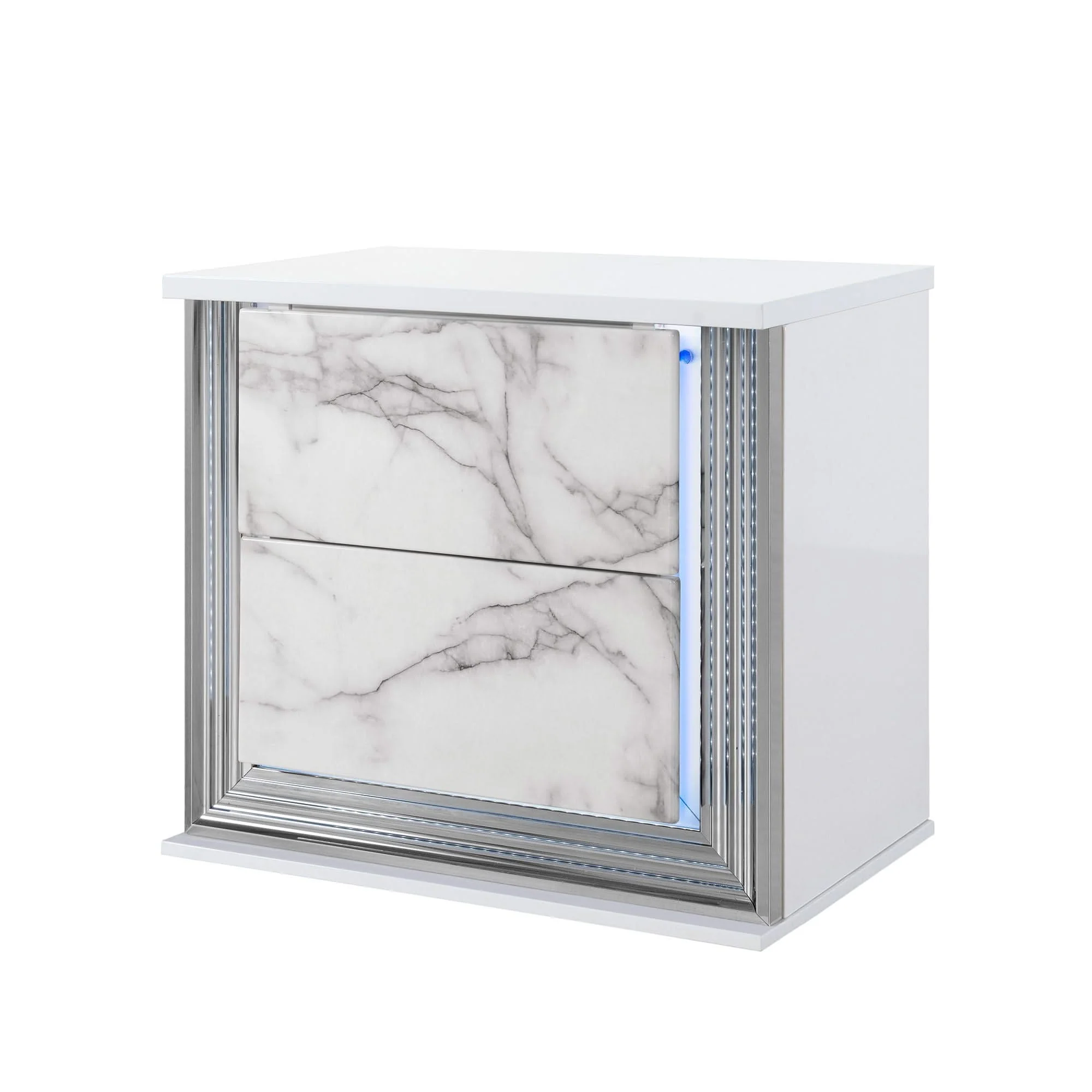 Moon - Marble Nightstand With LED - White - Image 3