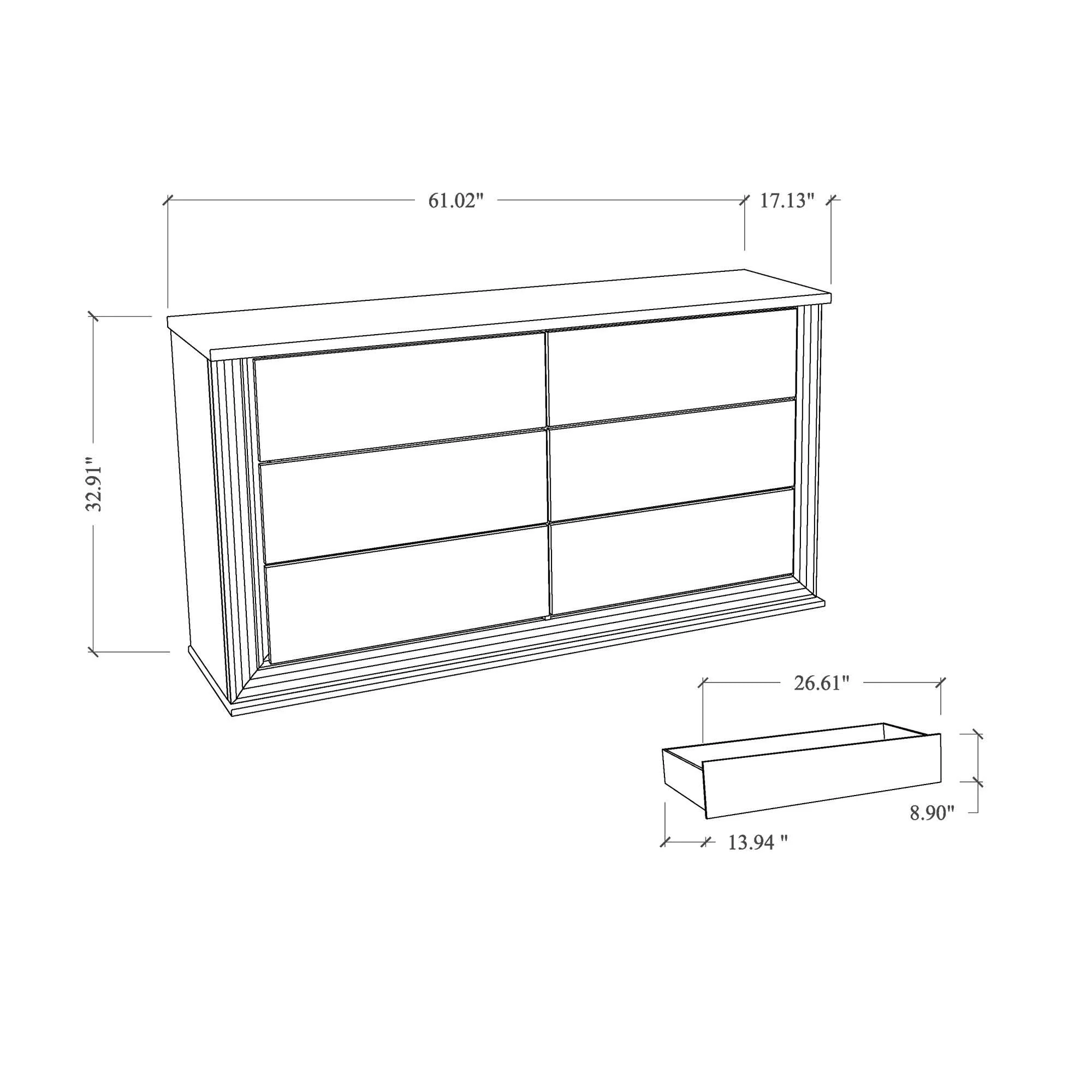 Moon - Smooth Dresser With LED - White - Image 2