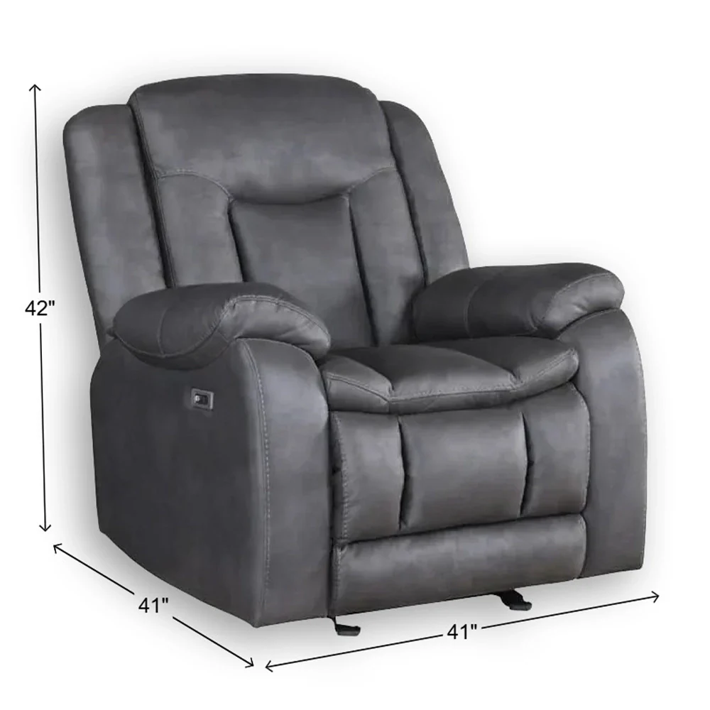 Morello Gray Reclining Glider Recliner with Plush Cushioning - Image 6