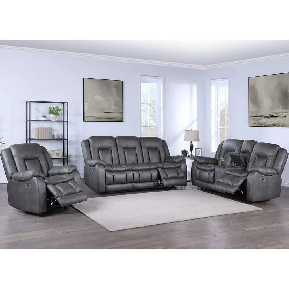 Morello Gray Reclining 2PC Living Room Set with Sofa and Console Loveseat - Image 2